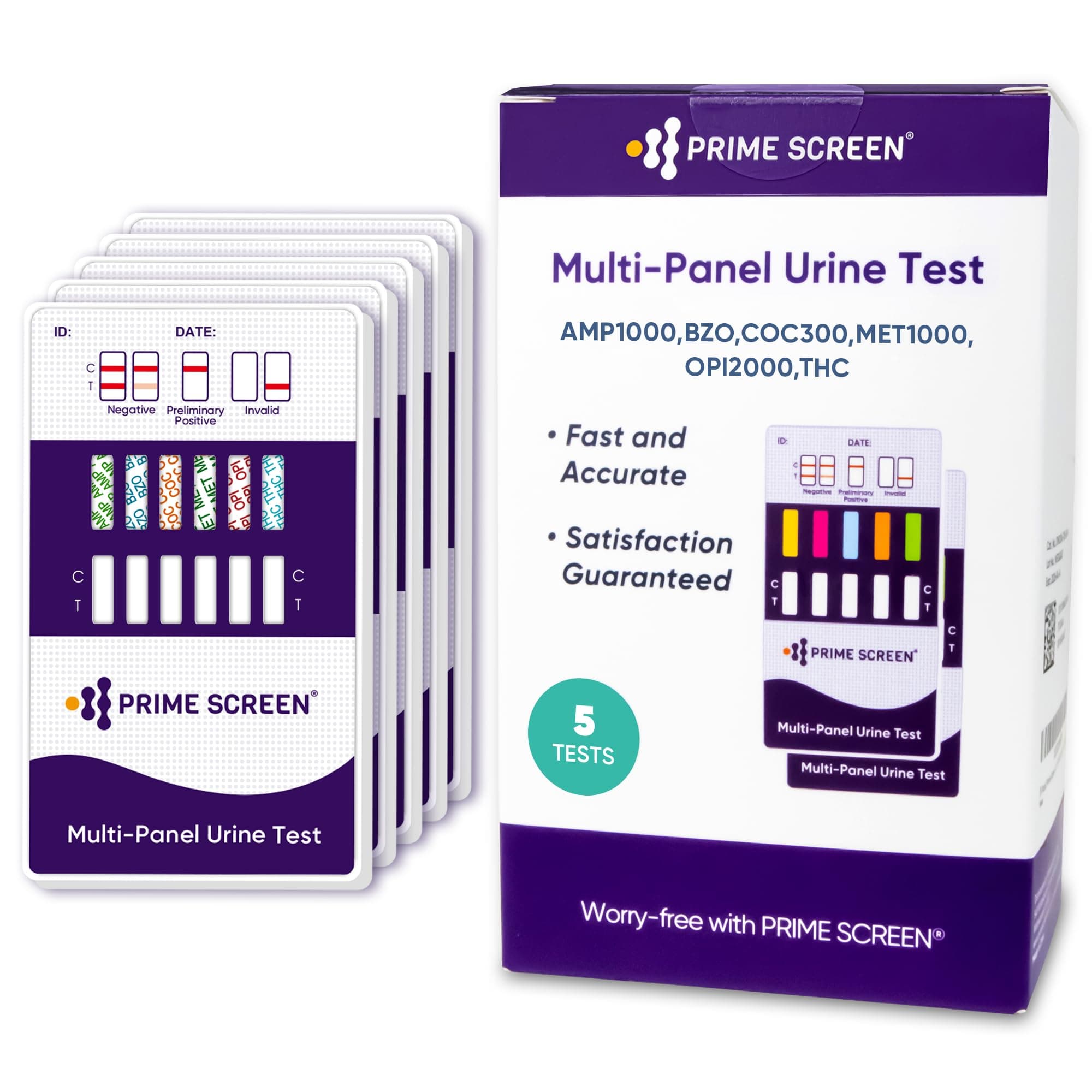 [5 Pack] 6 Panel Urine Drug Test Kit (THC-Marijuana, BZO-Benzos, MET-Meth, OPI, AMP, COC), WDOA-264
