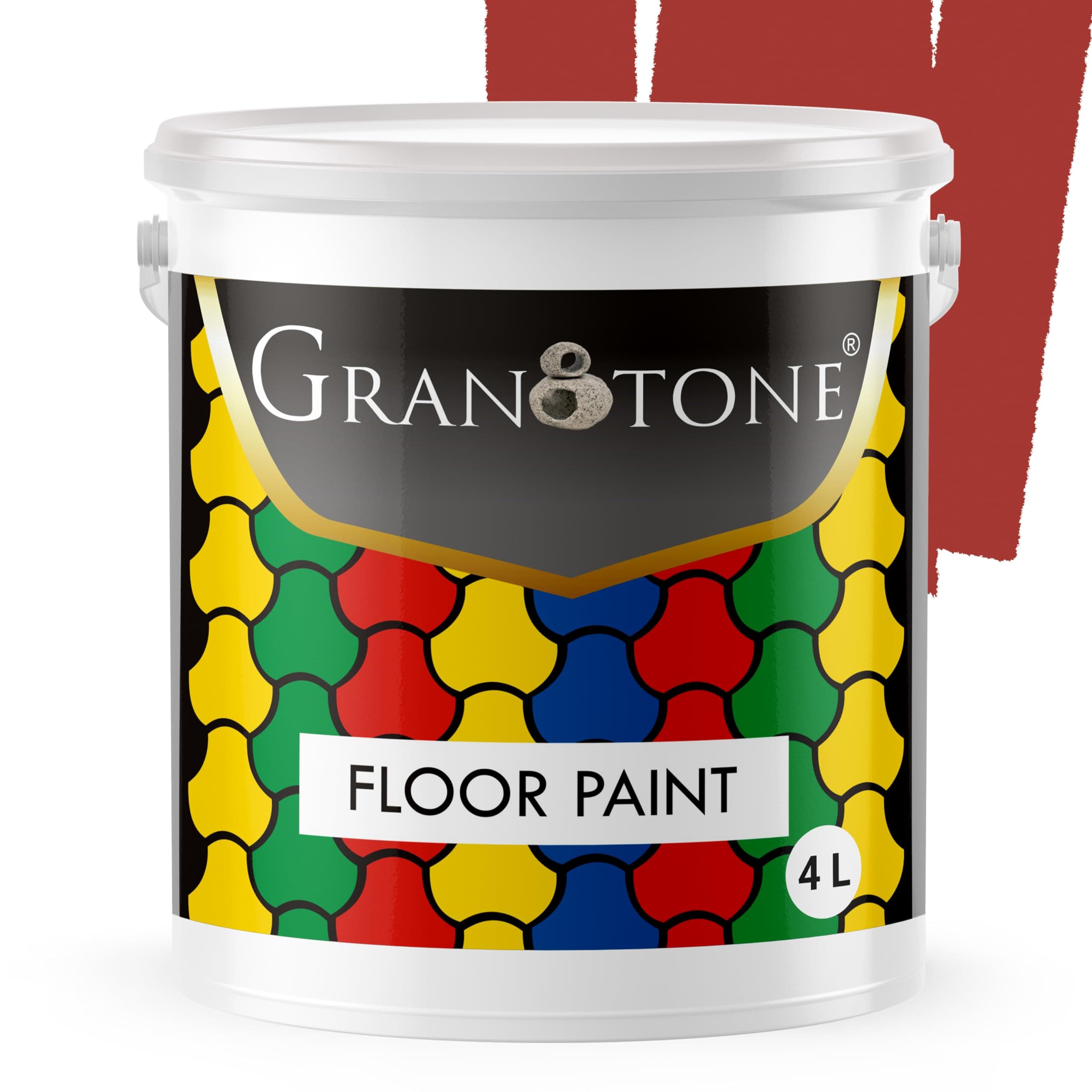 GRANOTONE Floor Paint, Polyurethane and Acrylic Polymer-based Concrete Sealer and Floor Paint, Soft Sheen Finish Floor Coating Paints, Anti-slip, Thick & Durable, Non-toxic, 4 L, Terracotta