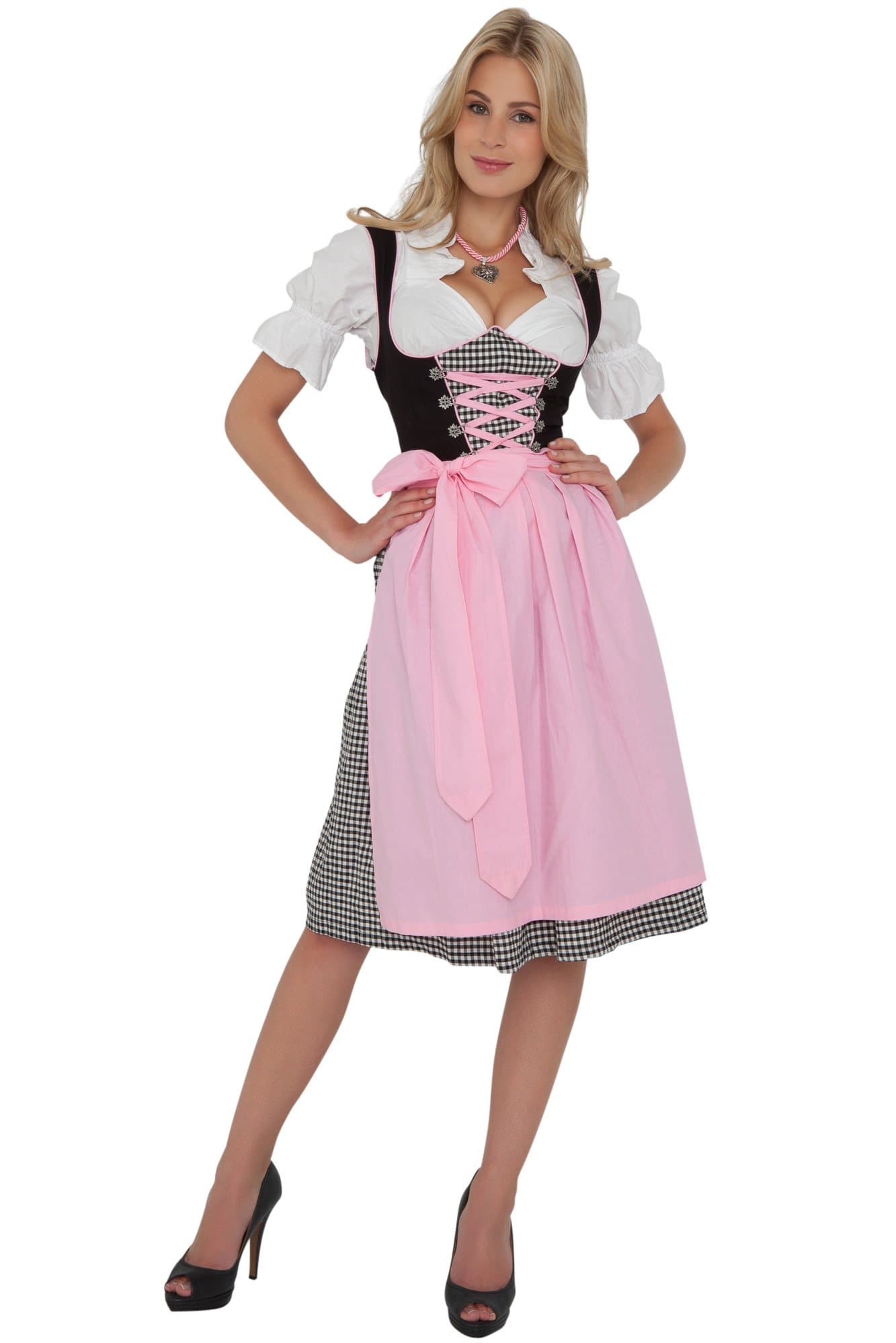 Dirndl Womens 3-Piece Dirndl with Gingham Skirt