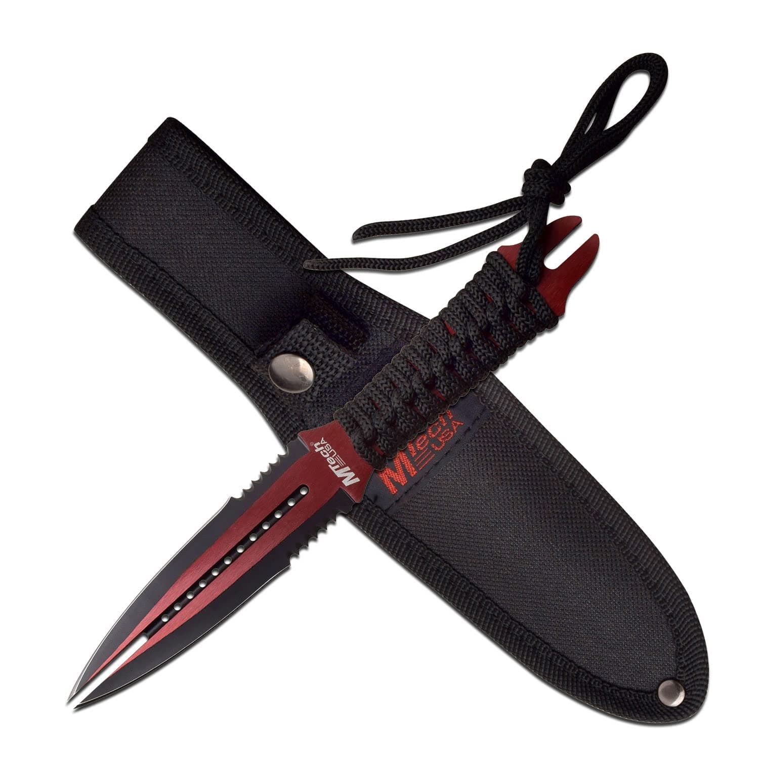 MT-20-75RD-MC Mtech USA Mt-20-75Rd Fixed Blade Knife, Double-Edged Blade, Red Handle, 8.5" Overall