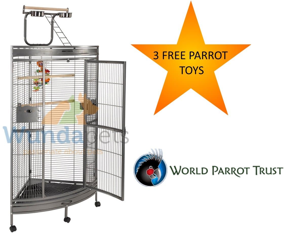 LIBERTA DISCOVERY 2ND EDITION MEDIUM PARROT AFRICAN GREY AMAZON CORNER CAGE ALL METAL ON CASTORS