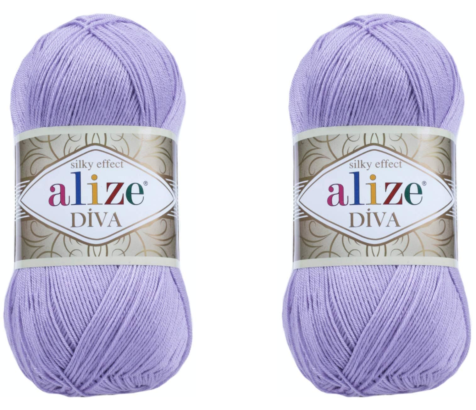 Diva Microfiber Acrylic Yarn - Silk Effect Thread, Crochet & Lace Craft - Lavender, 2 Skeins, 200gr, 767 yds