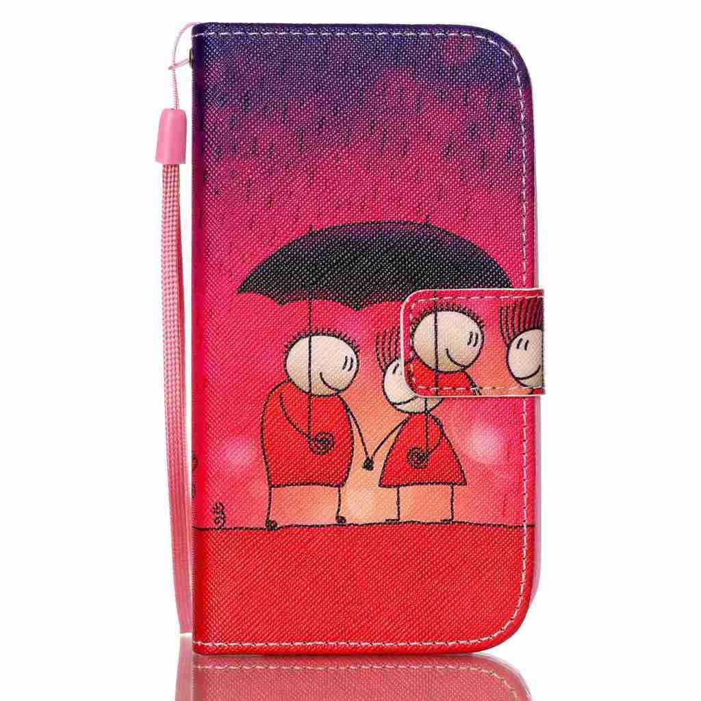 iGrelem® PU Leather Flip Case for Galaxy S3, Colorful Pattern Wallet Cover for Samsung Galaxy S3, Stand Function Leather Case + Silicone Cover for Galaxy S 3 (Pattern #4, Red)