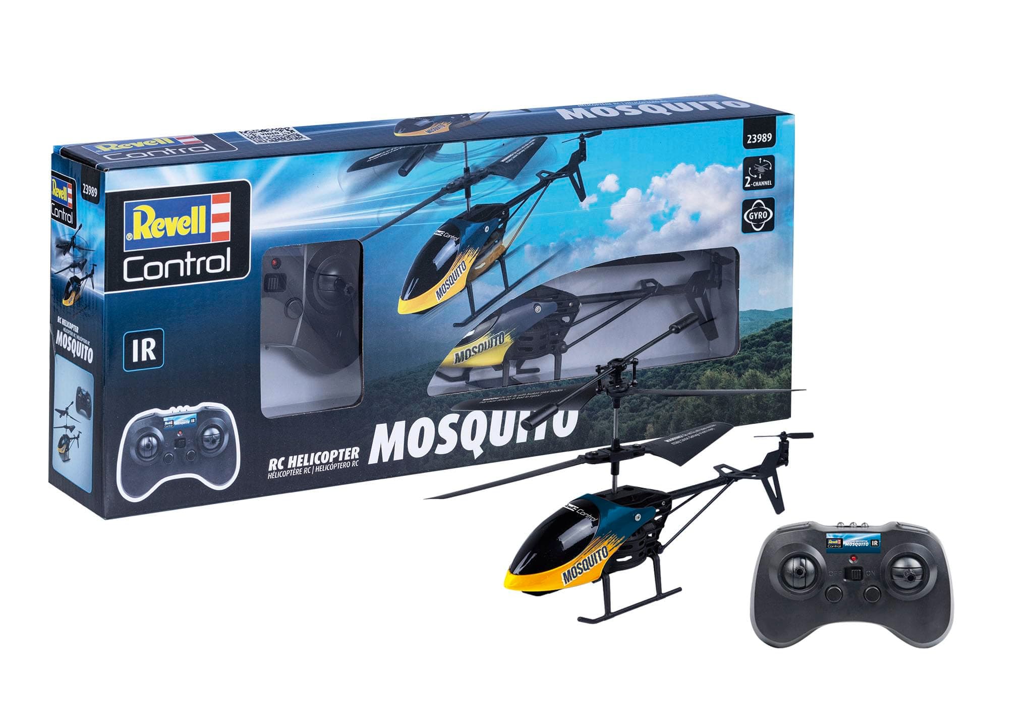Revell Control, RC Helicopter Mosquito, 2-Channel IR Remote Control, Gyro Stabilisation, LED Front Lighting, Replacement Rotors Included, LiPo Battery and Charger, Length 21 cm, Ages 8 and Above