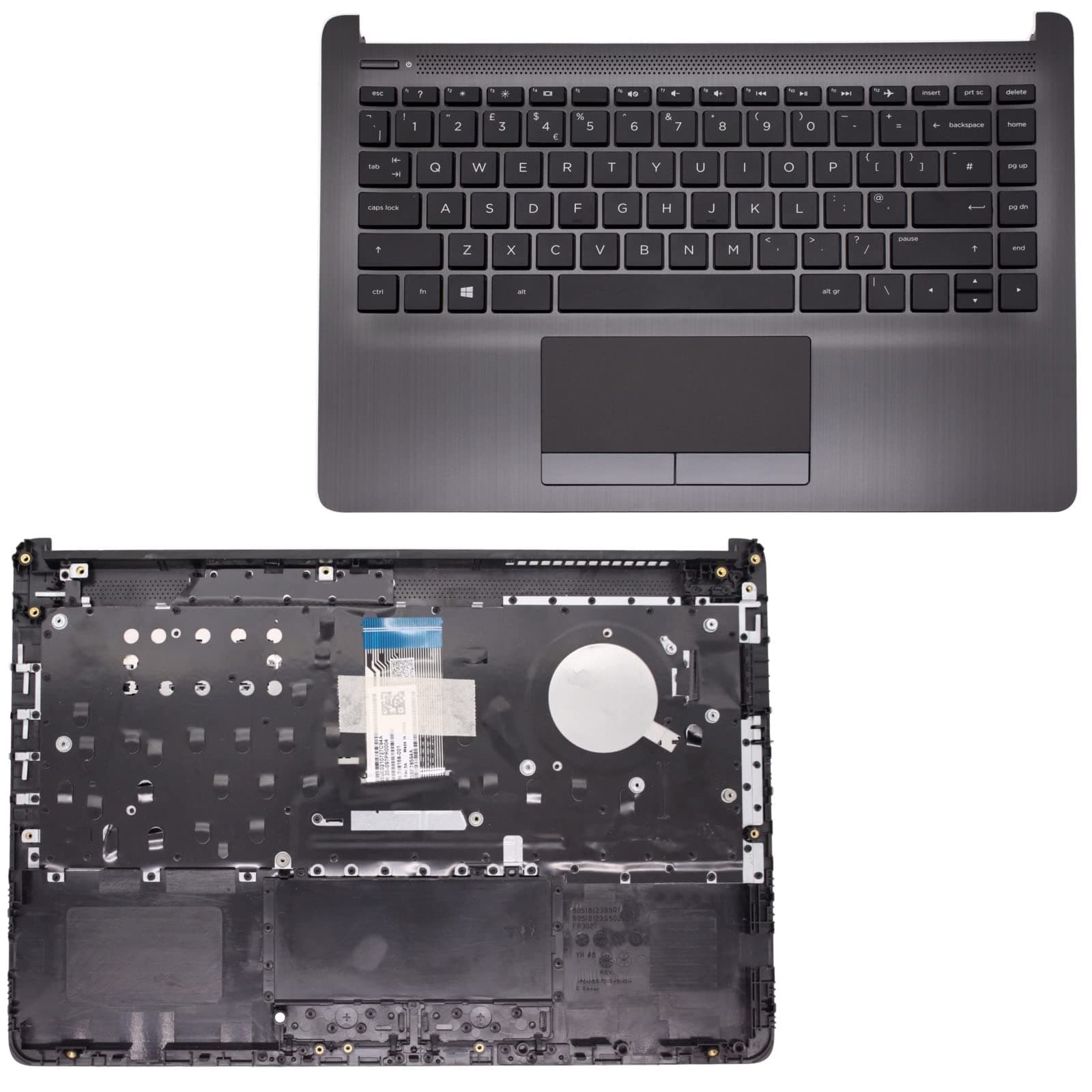 Wikiparts* New UK Layout Non Backlit Keyboard Replacement For HP 14-DK0003NO, 14-DK0003NP, 14-DK0003NS, 14-DK0003NV Laptop Black Keyboard with Palmrest Cover Top Case Upper Case Without Touchpad