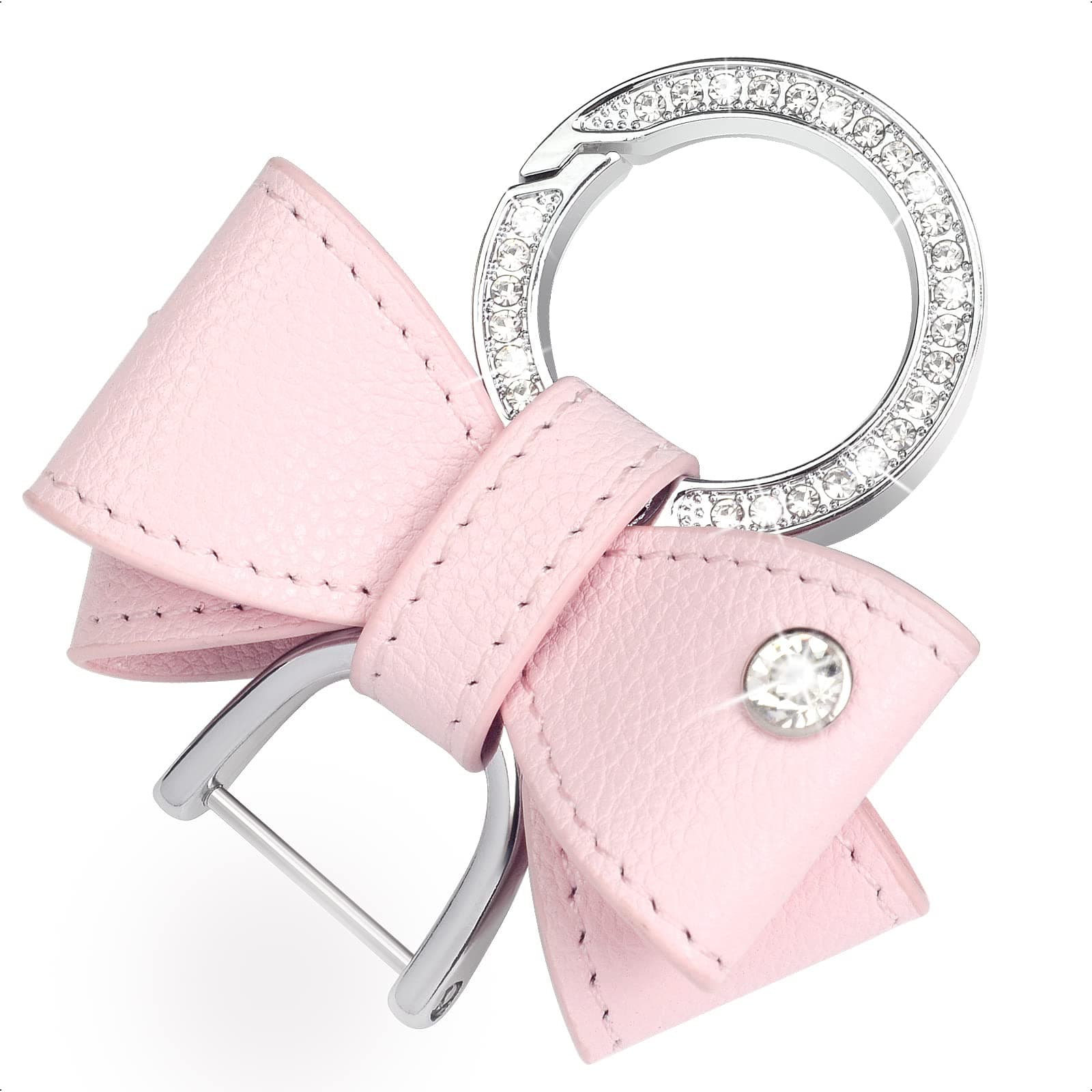SK CUSTOMLeather bowknot keychain, Pink, Universal
