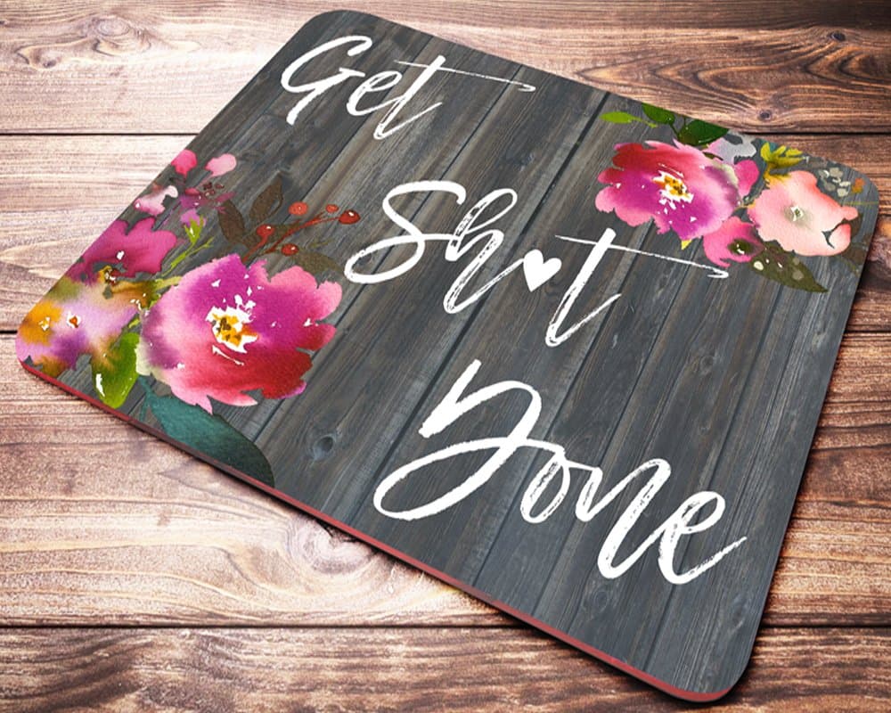 Funny Quote Get Shit Done Mouse Pad Office Decor Desk Accessories Pink Watercolor Floral Mousepad Teacher Coworker Gifts