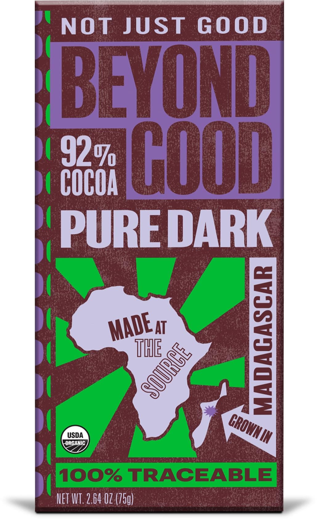 Beyond Good Organic 92% Dark Chocolate Bar, 2.64 OZ