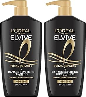 L’Oréal Paris L'Oreal Elvive Total Repair 5 Repairing Shampoo and Conditioner for Damaged Hair, 28 Ounce (Set of 2)