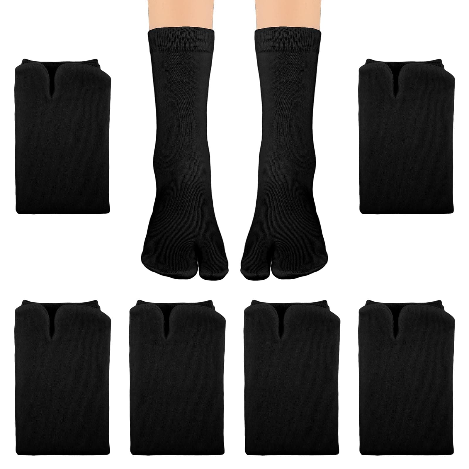 6 Pairs Flip Flop Socks, Elastic Tabi Socks Cotton Split Two Toe Socks Non Slip Ankle Socks with Toes for Women Men