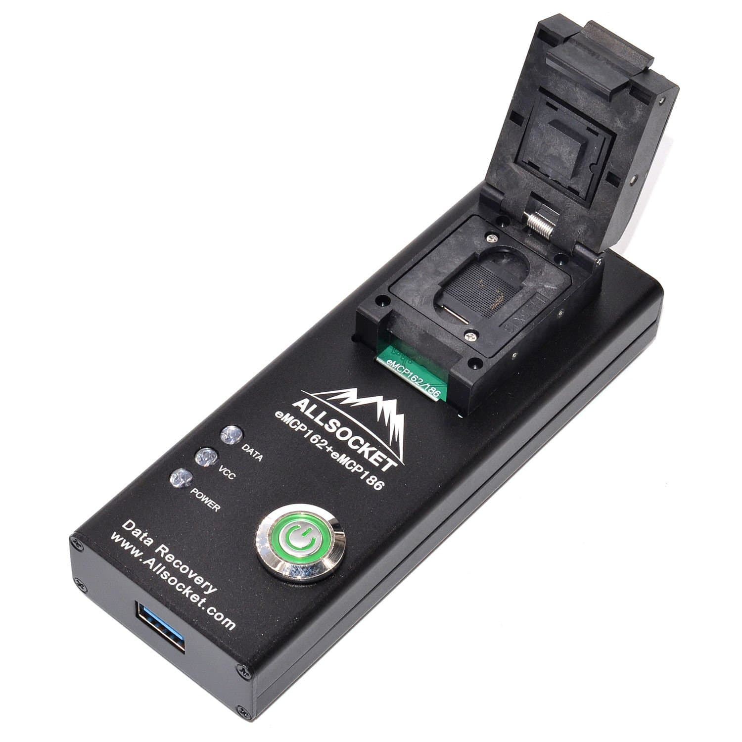 BGA162 BGA186 Flash Memory Chip-off Reader, ALLSOCKET eMCP162/186-USB3.0 Socket KMKYL000VM-B603 eMCP Memory Data Forensic Extractor Retrieve SMS Cameras Photos Contacts Data