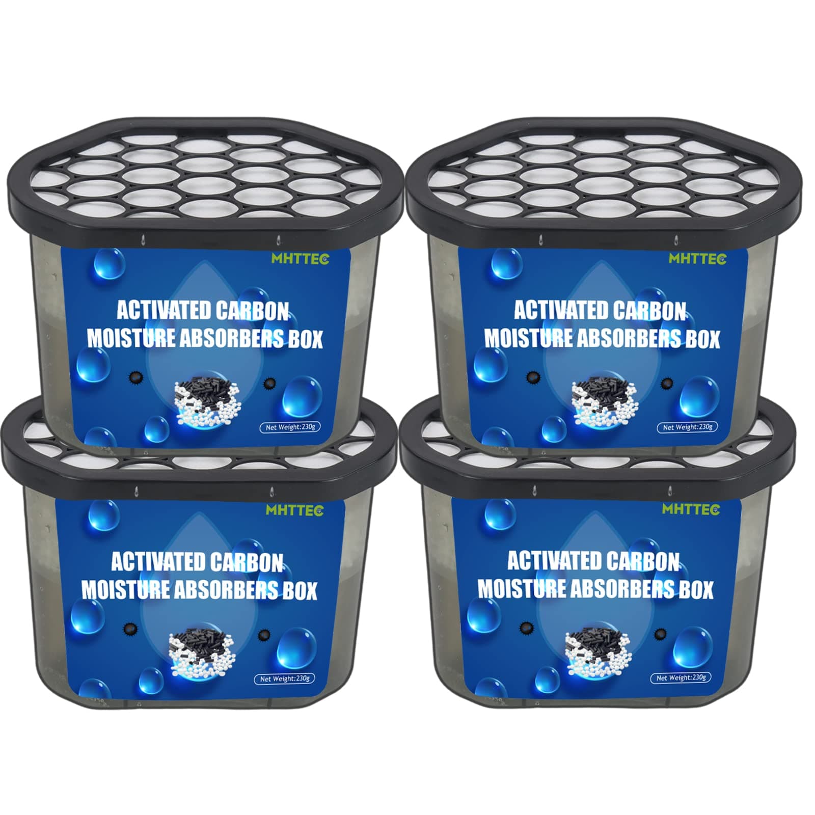 MHTTECMoisture Absorbers Boxes 4 Pack 10 Oz Dehumidifiers for Closet Bathroom Basement Home Bedroom Humidity Packs for Car Disposable Desiccant