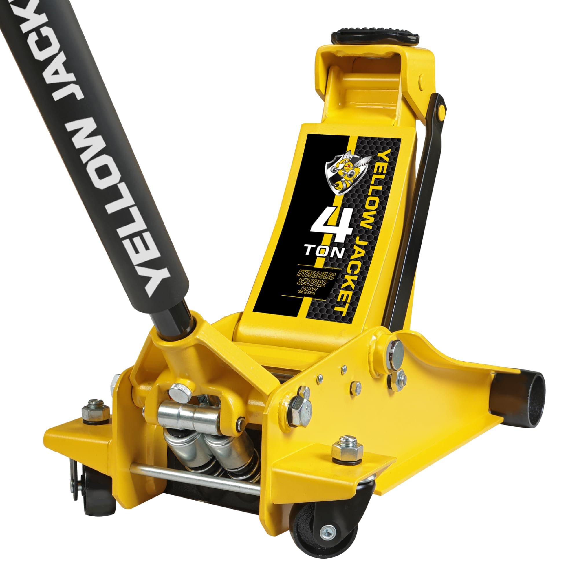 YELLOW JACKET Low Profile Floor Jack with Dual Pumps Quickly Lift Hydraulic Car Jack with Pad, 4 Ton (8,800 lb) Capacity