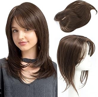 18 Inch Synthetic Hair Toppers for Women with Thinning Hair, Classic Style, Light Brown, 5.5 Inch Base, 20% Density