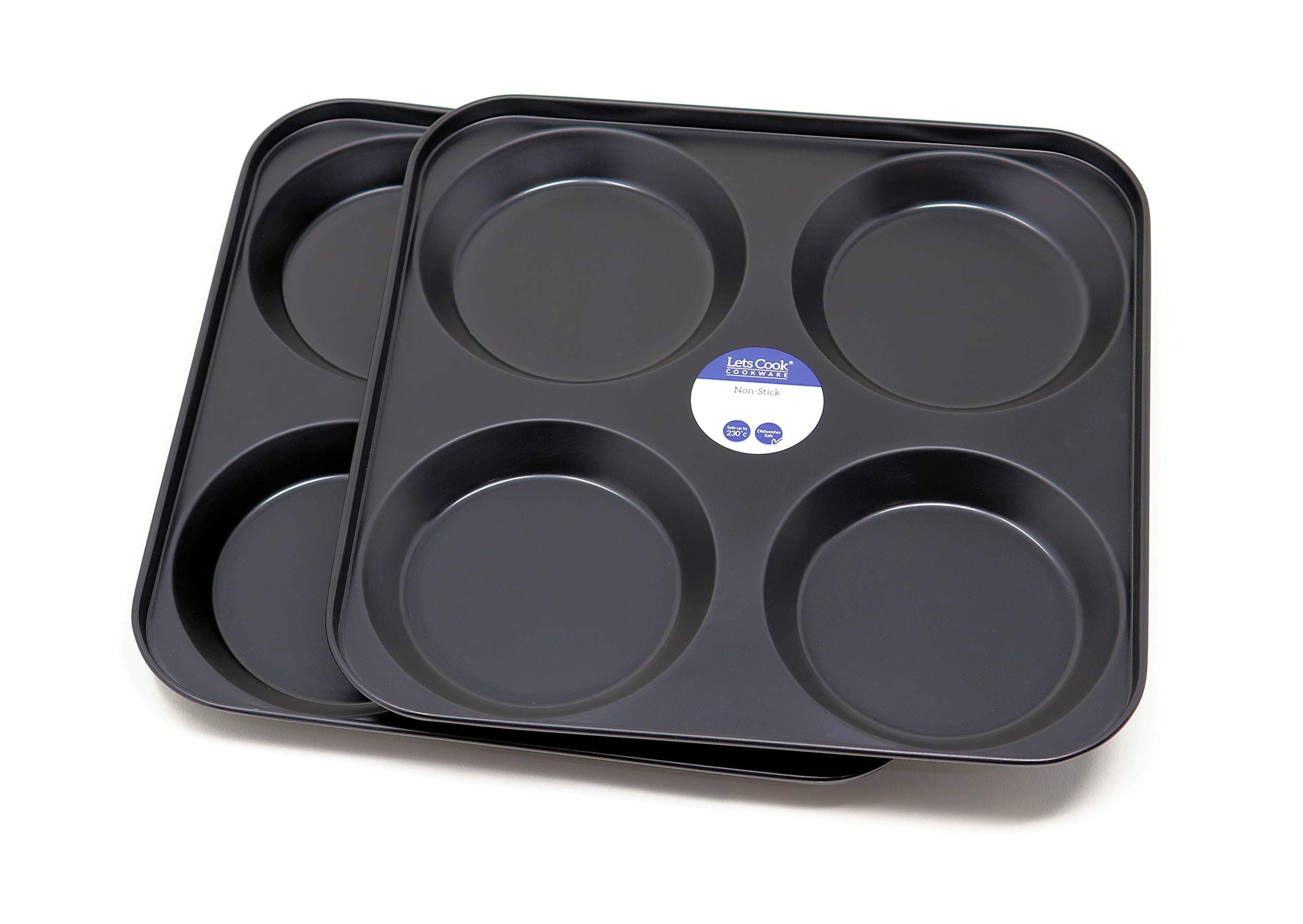 4 Cup Large Yorkshire Pudding Oven Trays, Twin Pack (Set of 2), Non Stick, British Made
