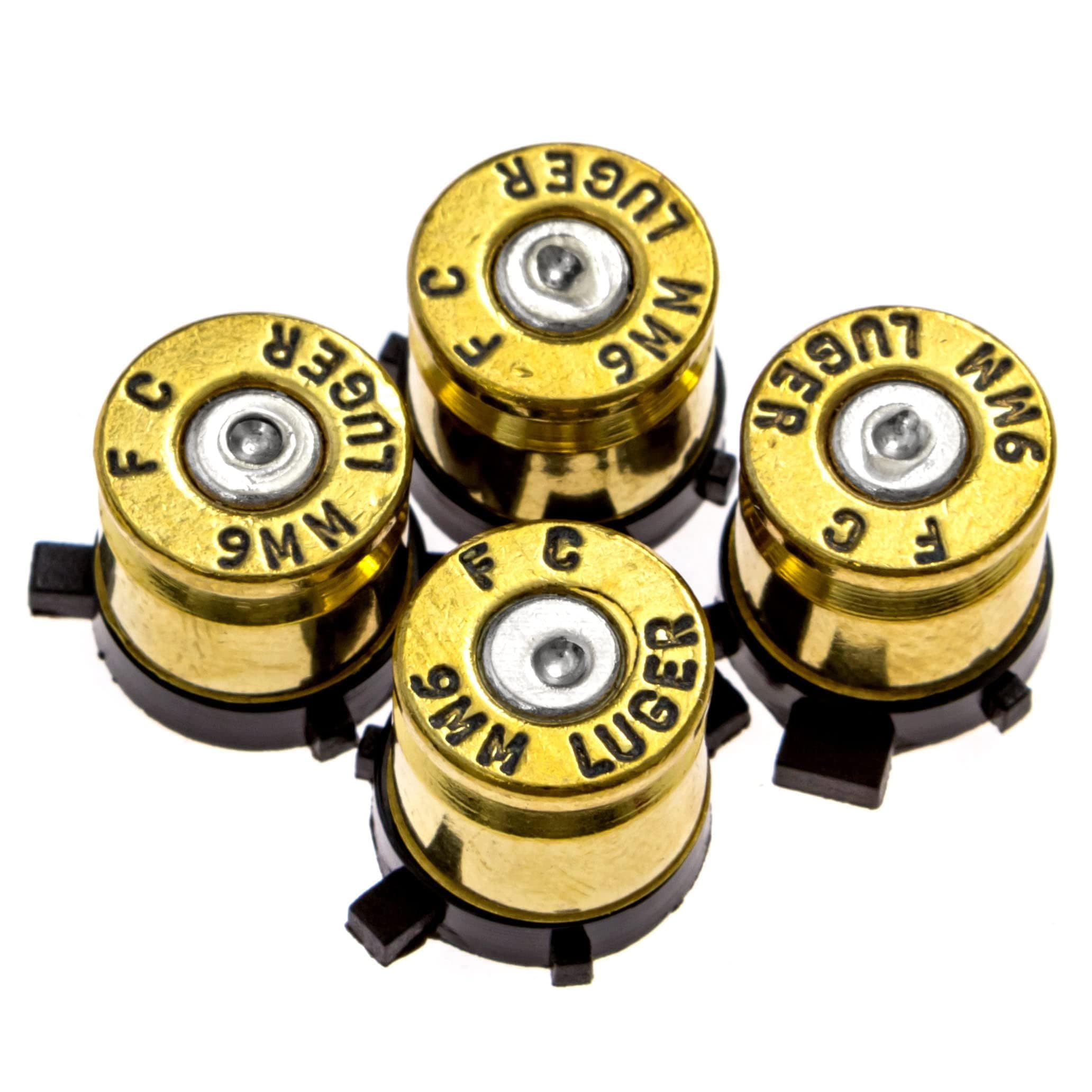 Controller Bullet Buttons for PlayStation PS4 PS5 - Made With Real 9MM Spent Bullet Casings - Includes Tools