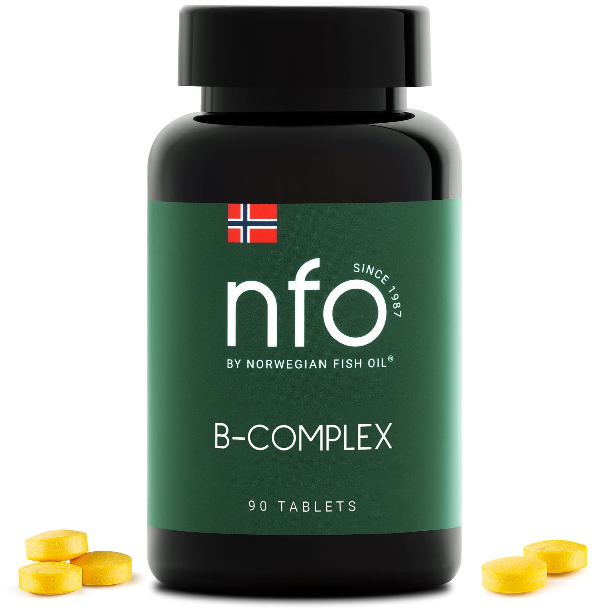 VITAMIN B COMPLEX [90 Tablets] Norwegian Natural High-Dose Complex of Multivitamins of Group B in an Easily Accessible Form: B1, B2, B3, B5, B6, B9, B12 for Men and Women Made in Norway