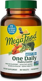 Men's 55+ One Daily - Multivitamin for Men with B12, C and D Vitamins, and Zinc - Optimal Aging and Muscle and Bone Health - Vegetarian - Made Without 9 Food Allergens - 90 Tabs