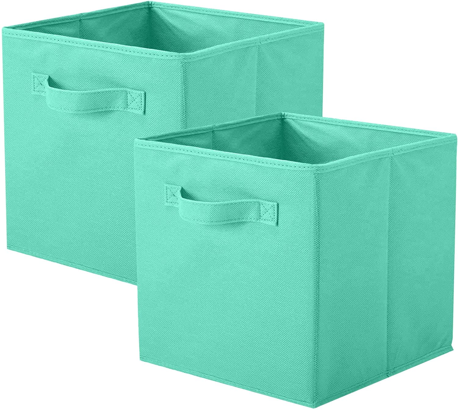 ShellKingdom Storage Bins, Foldable Fabric Storage Cubes and Cloth Storage Organizer Drawer for Closet and Toys Storage, 2 Pack (Mint Green)