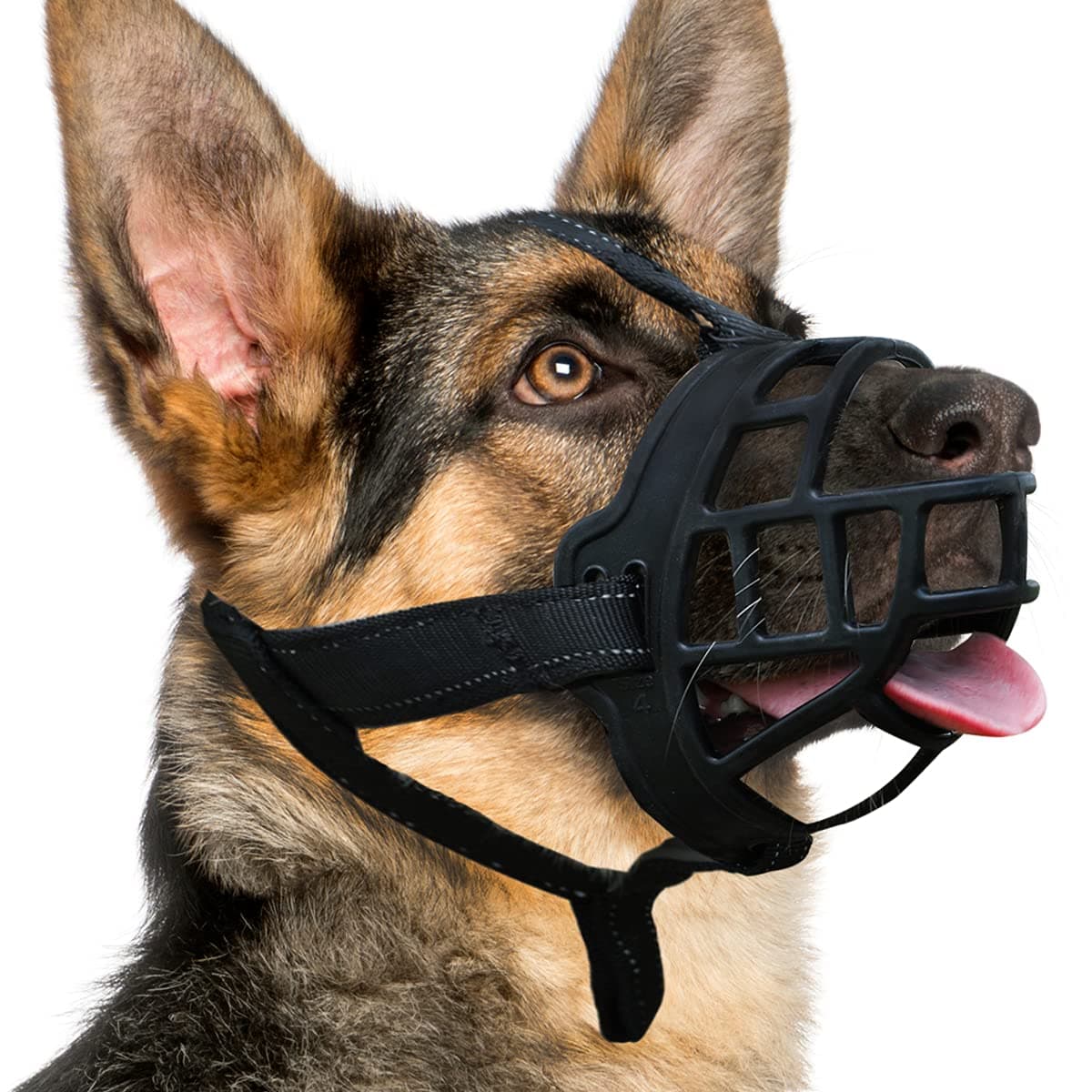 Barkless Dog Muzzle, Silicone Basket Muzzle for Small Medium Large Dogs, Soft Cage Muzzle Prevent Biting Chewing, Allow Drinking Panting, Suitable for German Shepherd