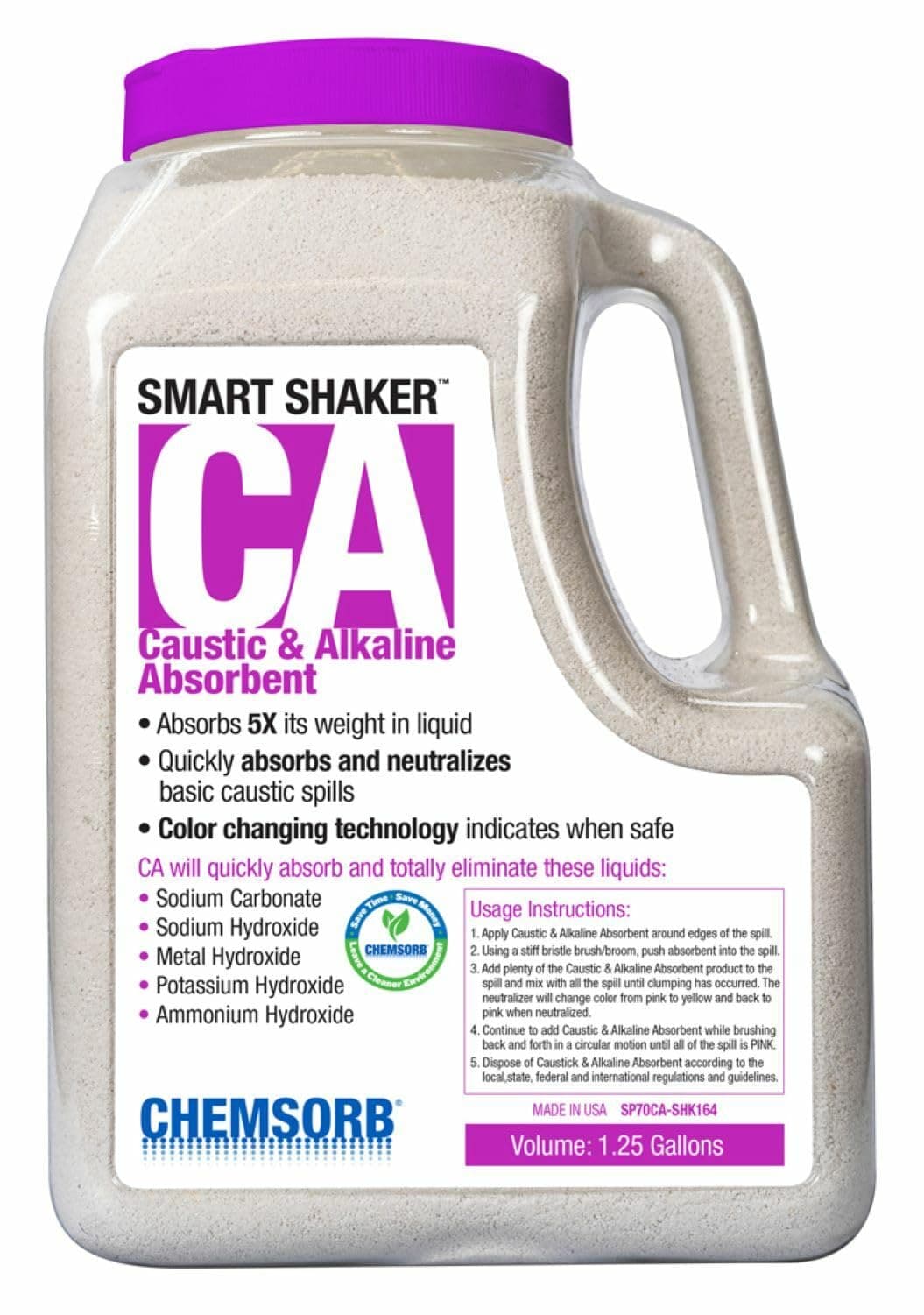 ChemsorbCA - Caustic & Alkaline Neutralizing Absorbent - 1.25 Gallon Shaker