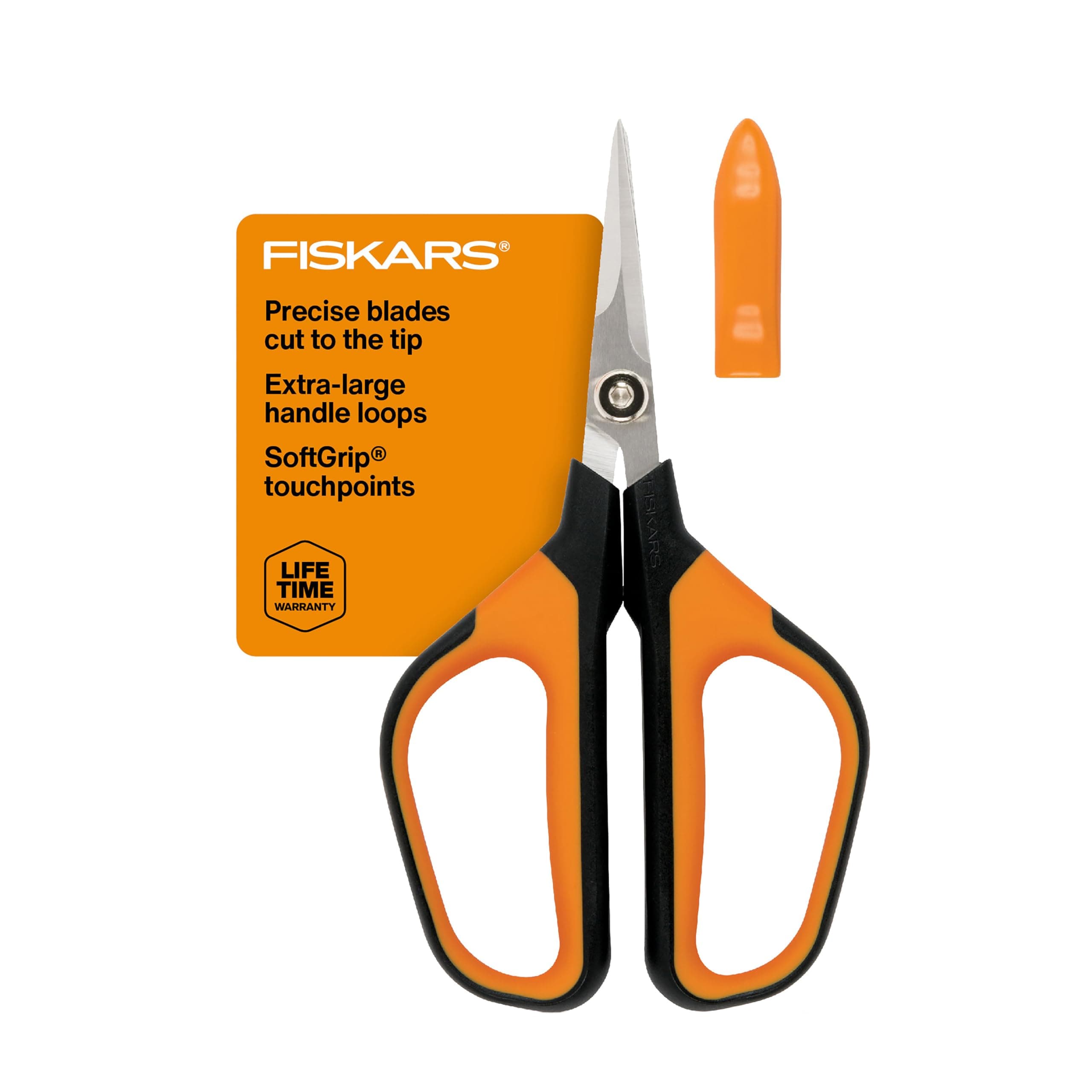 Fiskars 399230-1001 Micro-Tip Pruning Shears, Orange/Black