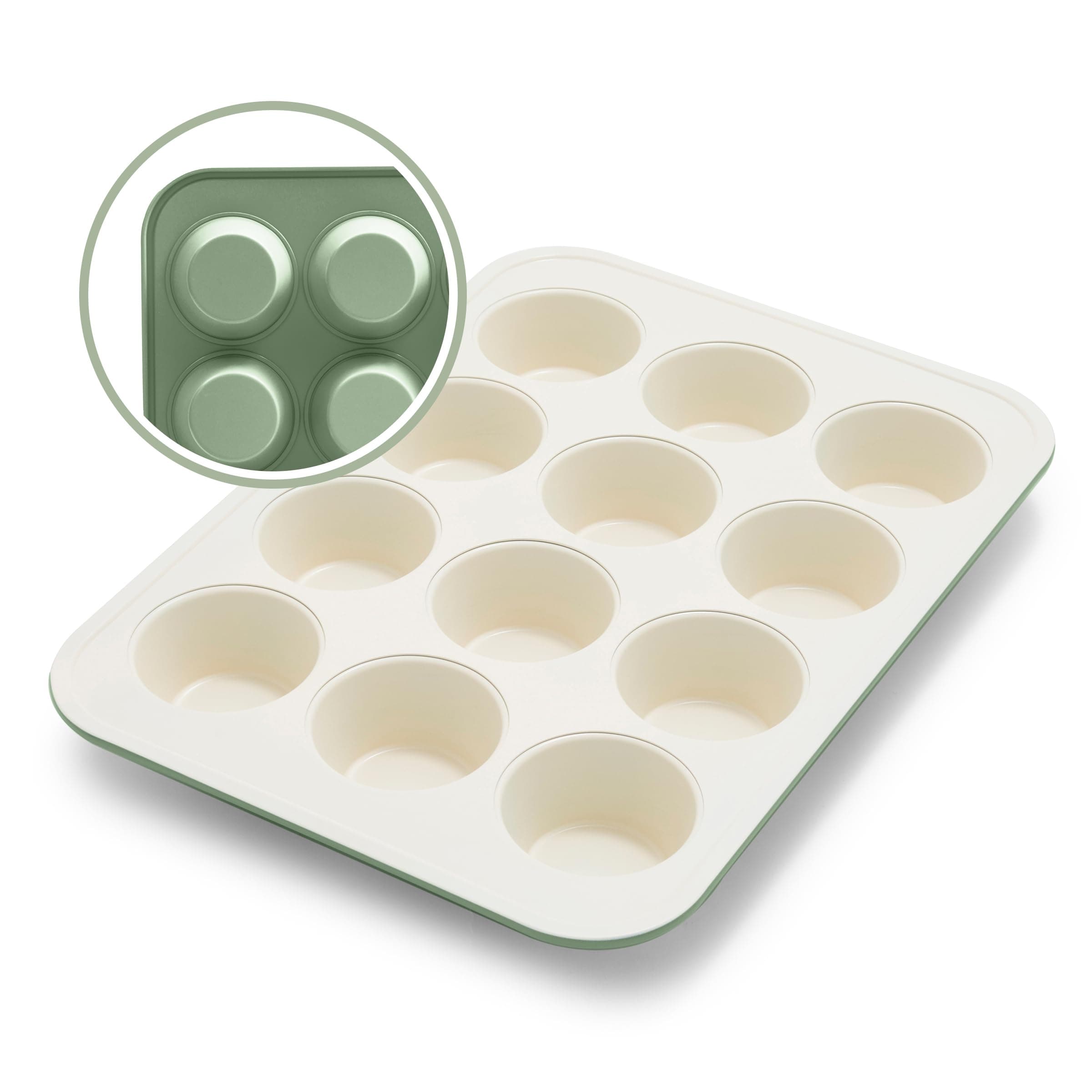 GreenLifeGL Bakeware 12-Cup Muffin Tin, Sage