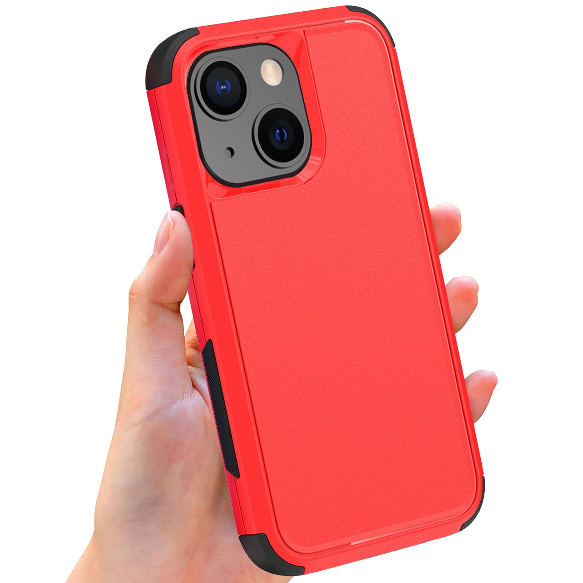 HONTECH Protective Case for iPhone 13, Heavy Duty Full Body Protection Military Grade [Shockproof] [Dust-Proof] Rugged Phone Bumper Case Cover 6.1 inch, Red