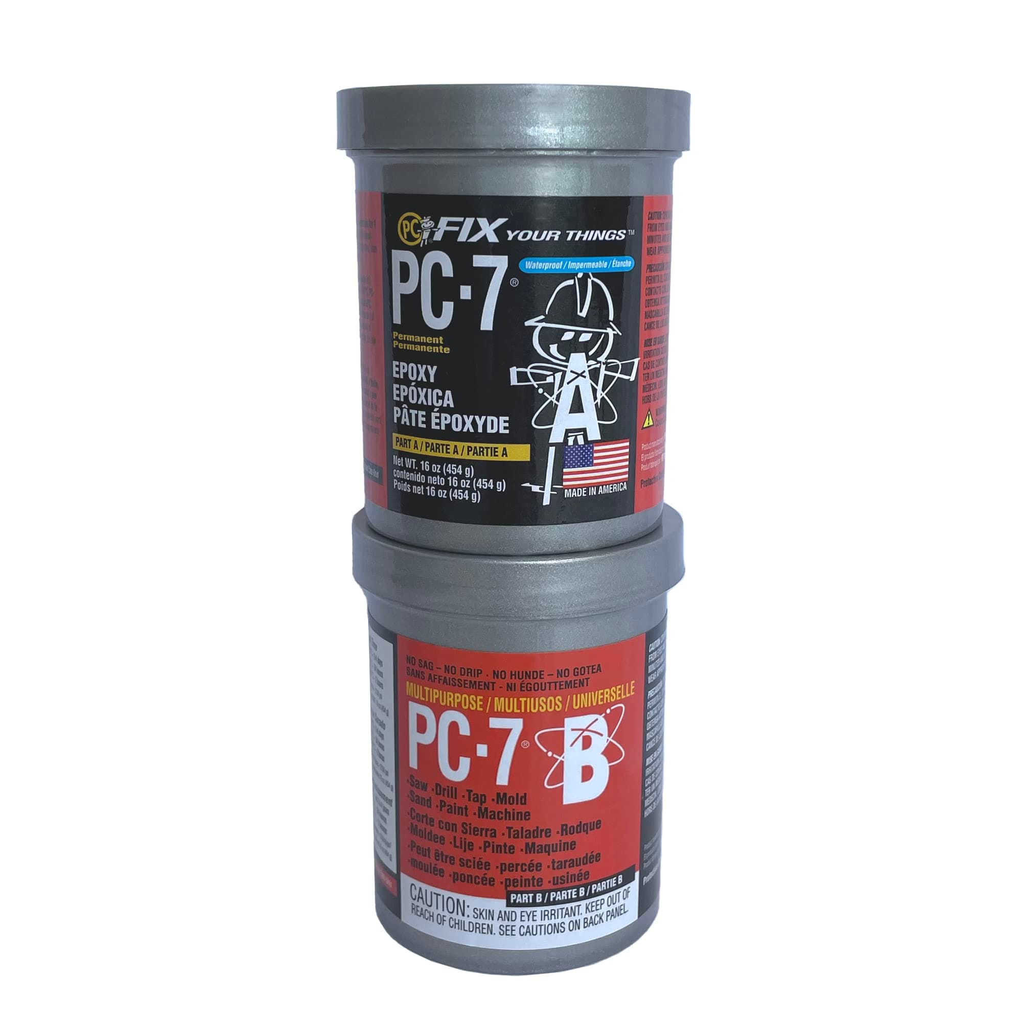 167779 PC-7 Two-Part Heavy Duty Multipurpose Epoxy Adhesive Paste, 1 lb in Two Cans, Charcoal Gray
