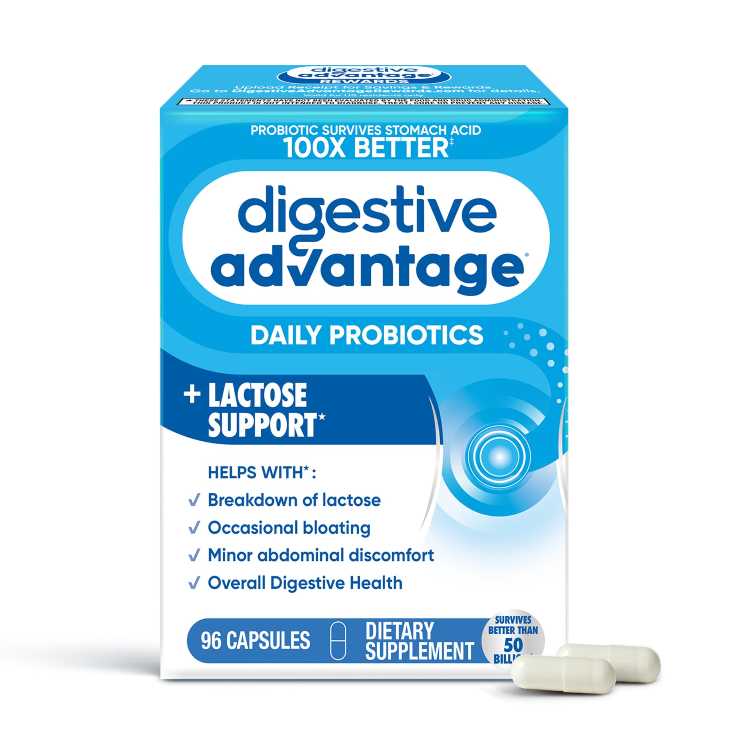 Lactose Defense Capsules (96 Count In A Box), Helps Breaks Down Lactose and Defend Against Digestive Upset, Supports Digestive and Immune Health, CFUs