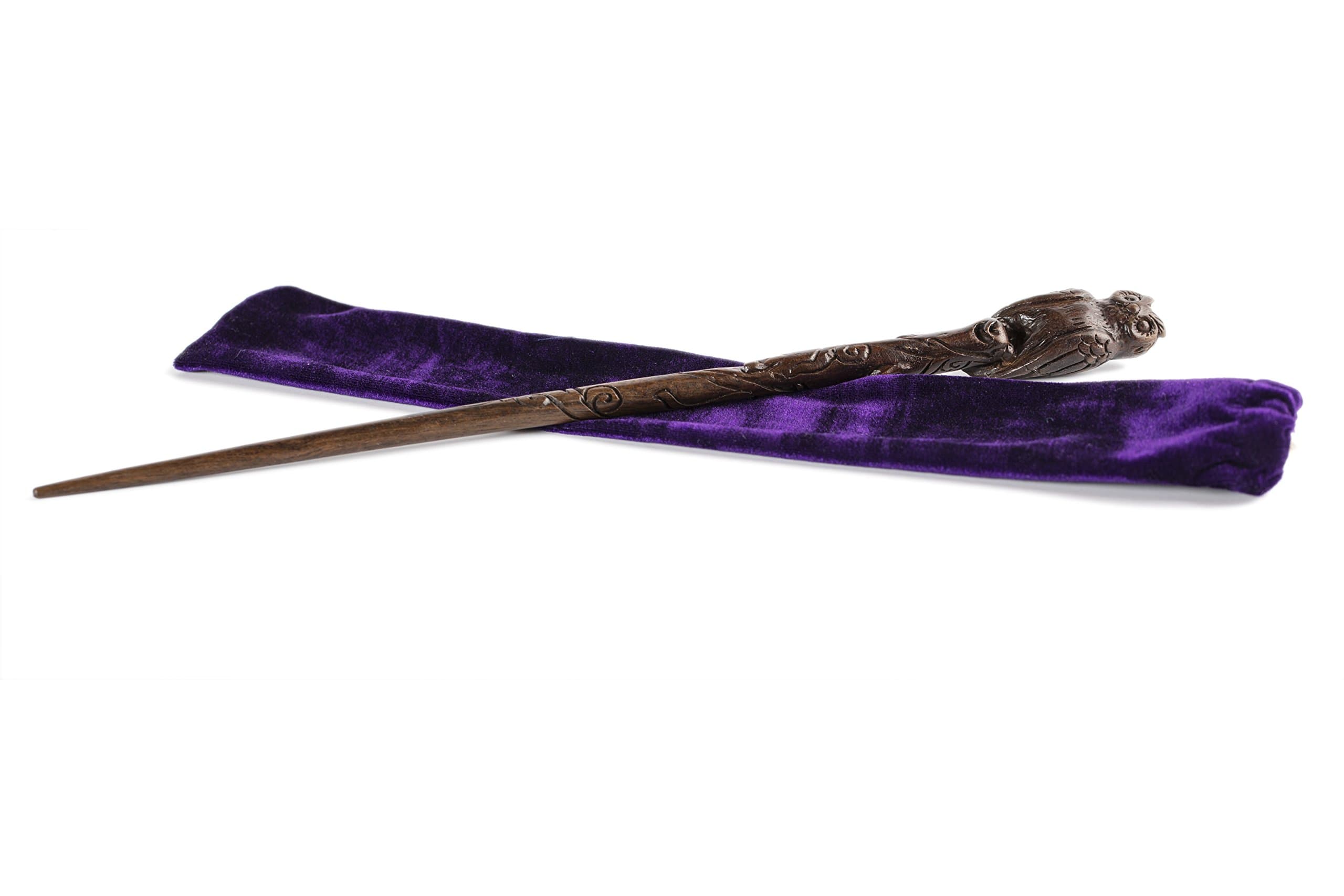 Fine Handcrafted Solid Wood Magic Wand for Witches and Wizards, The Night Owl Brown