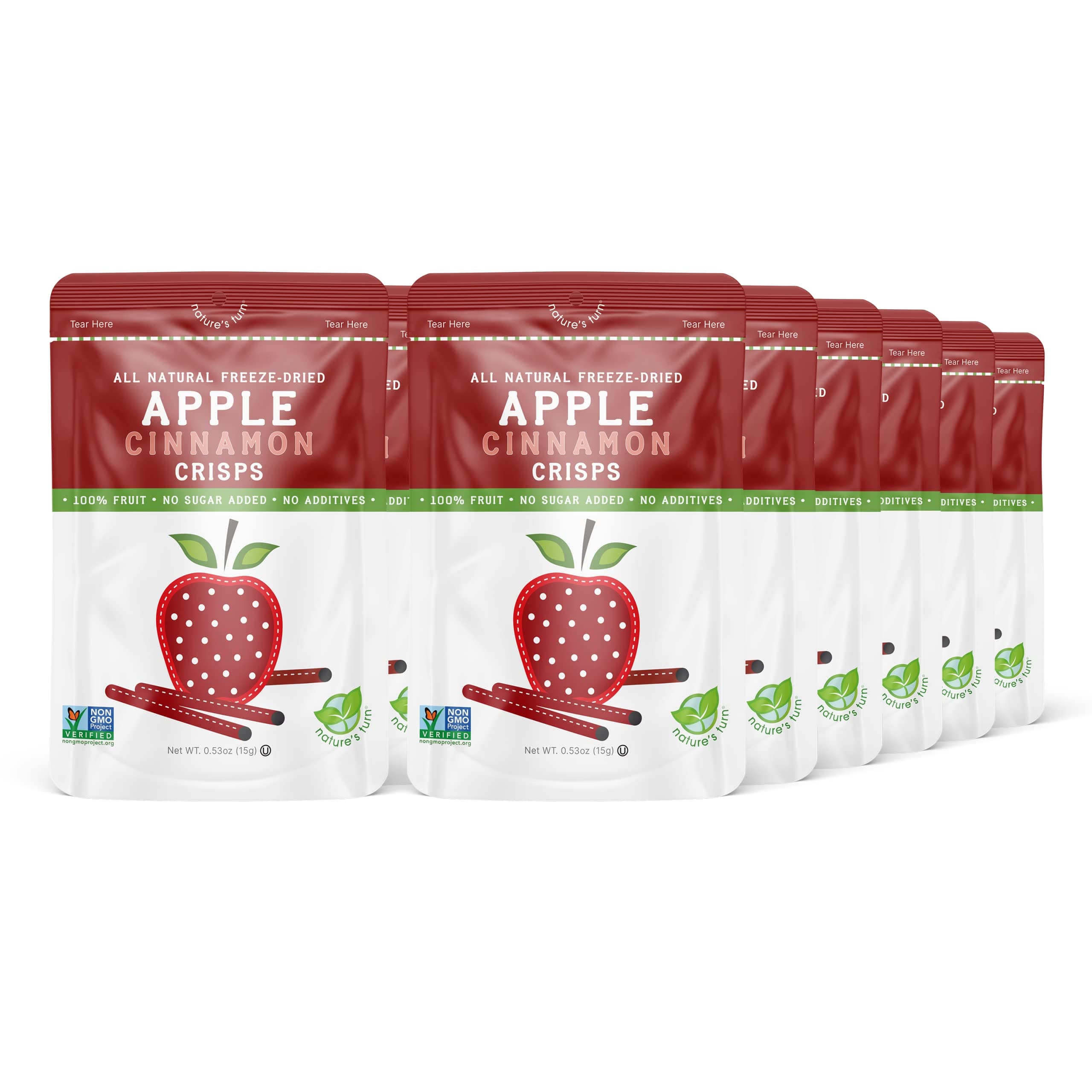 Nature's Turn Freeze-Dried Fruit Snacks, Apple Cinnamon Crisps, Pack of 12 (0.53 oz Each)