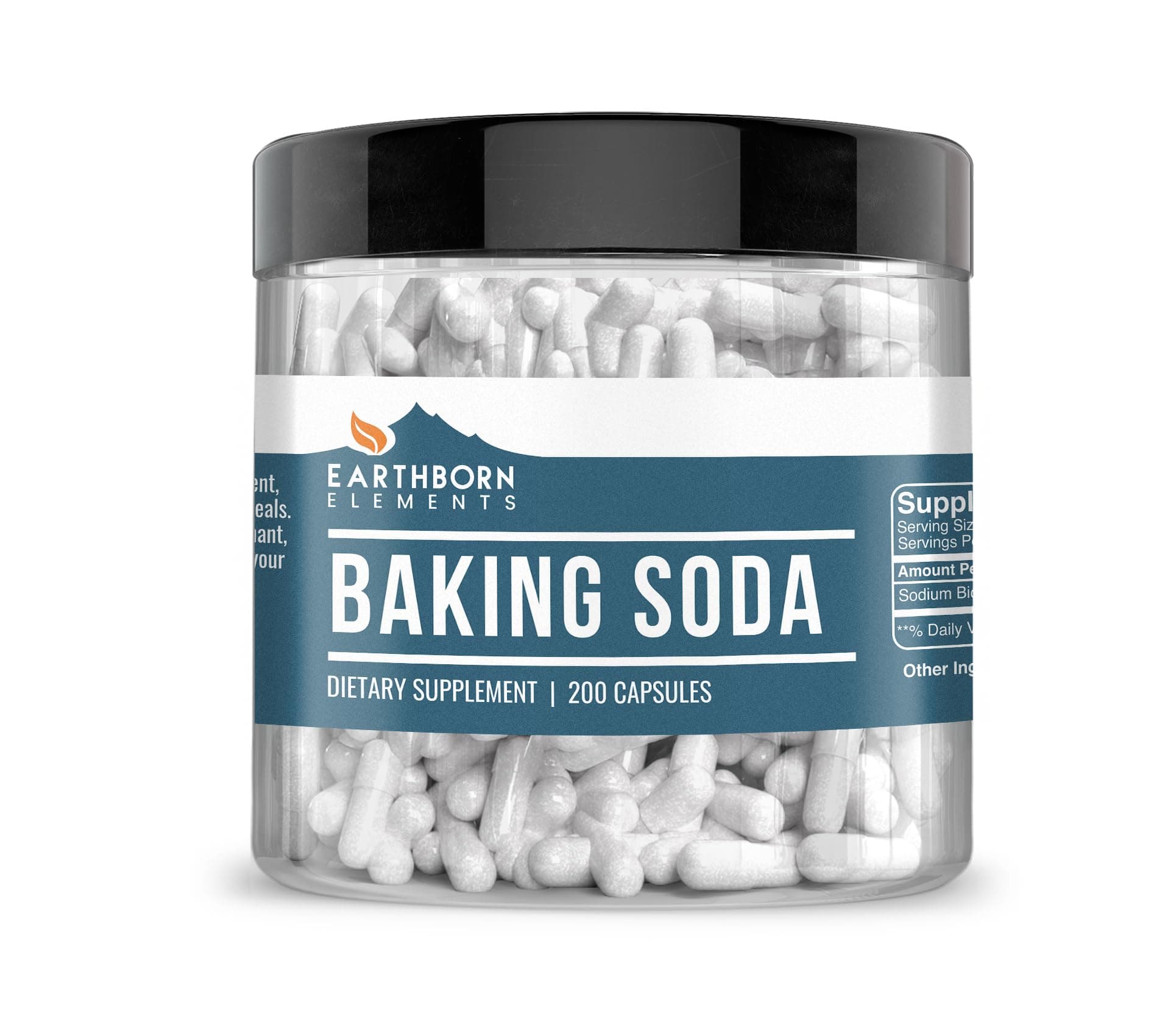 Earthborn Elements Baking Soda Capsules, 200 Capsules, Sodium Bicarbonate