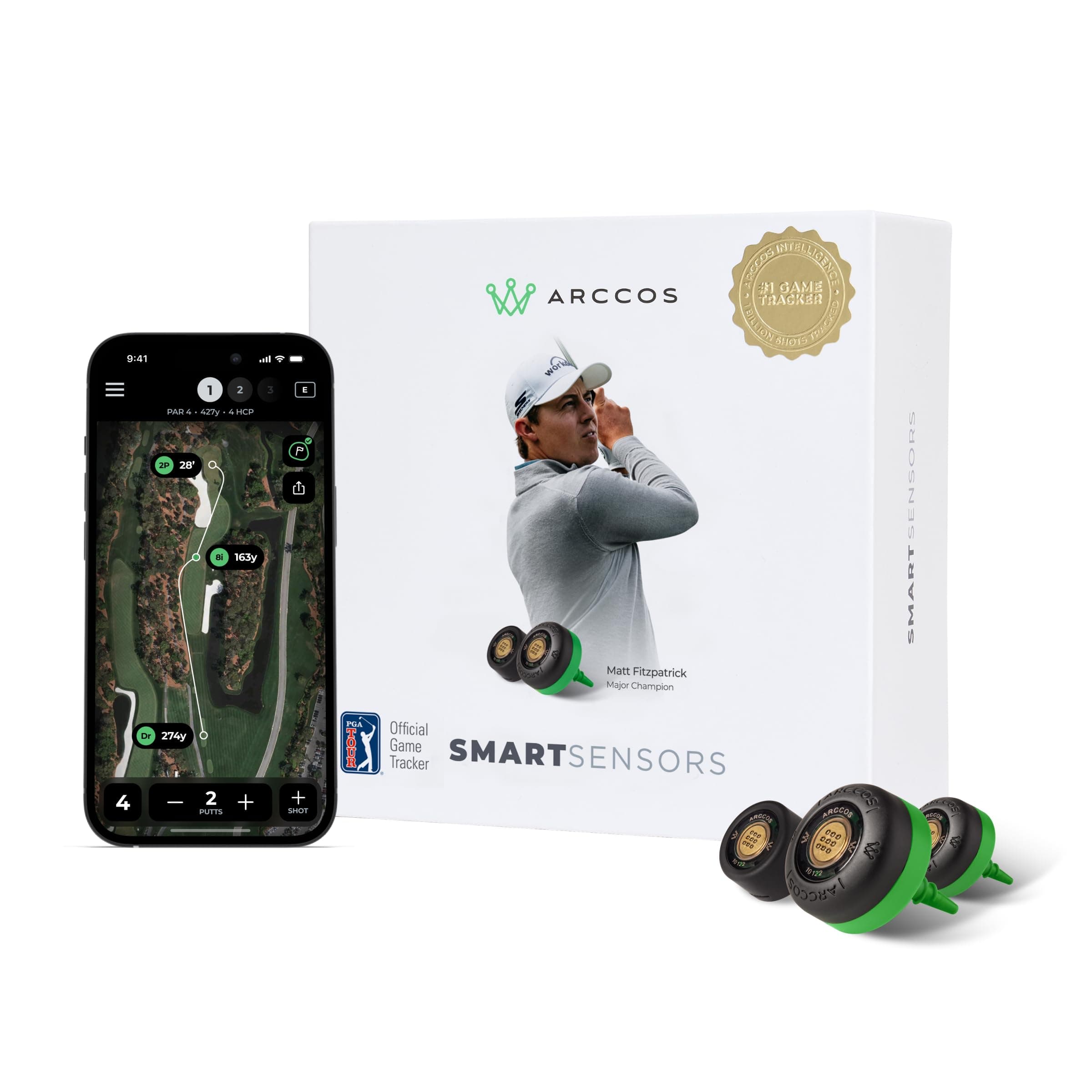 Arccos Smart Sensors: Automatic Golf Game Tracking System, A.I. Powered GPS Rangefinder & Smart Club Distances