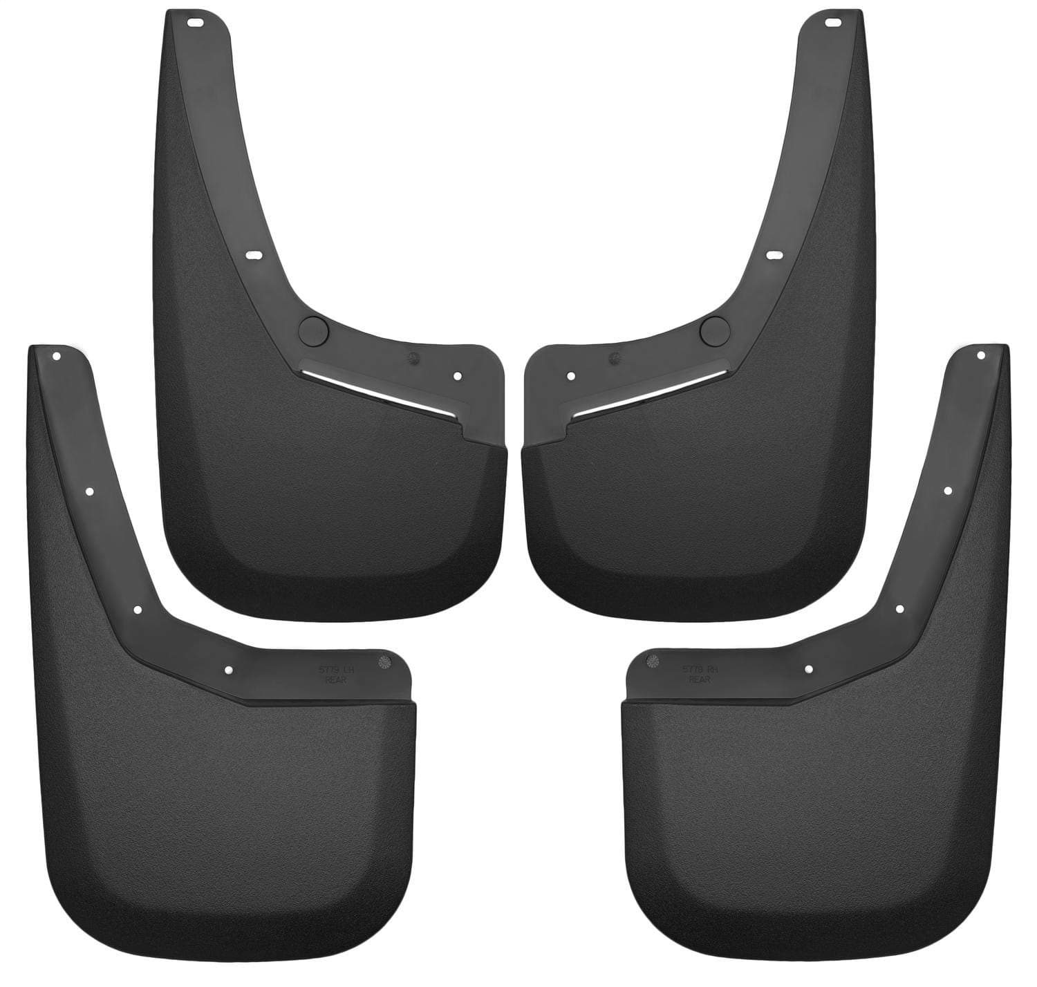 Front & Rear Mud Guards | 2007 - 2013 Chevrolet Silverado 1500, 2007 - 2014 Chevrolet Silverado 2500/3500 w/ Single Rear Wheels, 4 Piece Set, Front & Rear Set - Black, 4 Pc | 56796