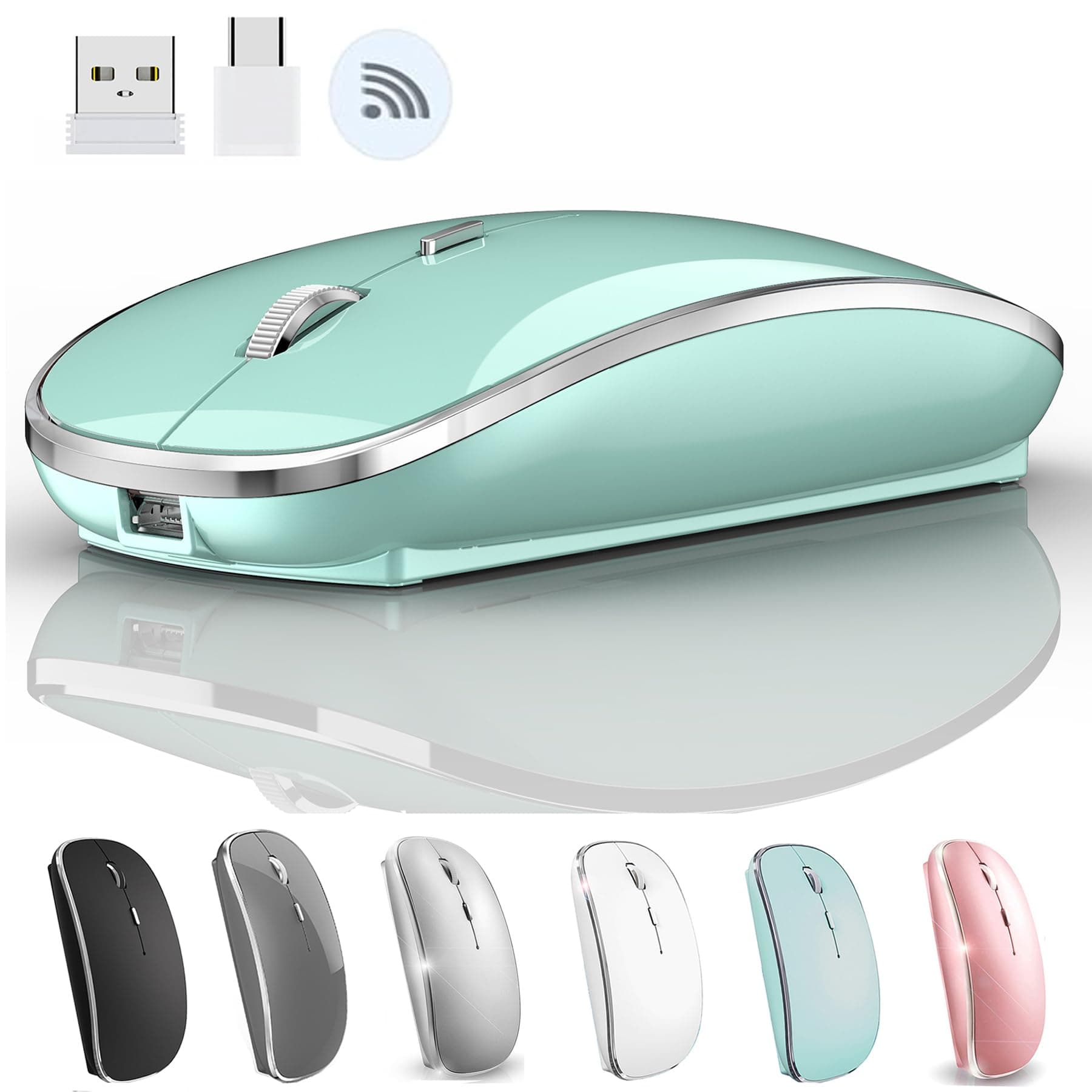 Wireless Mouse for MacBook Pro MacBook Air MacBook Laptop Mac iMac Desktop Computer Chromebook Win7/8/10/11 PC HP Dell Laptop (Blue)