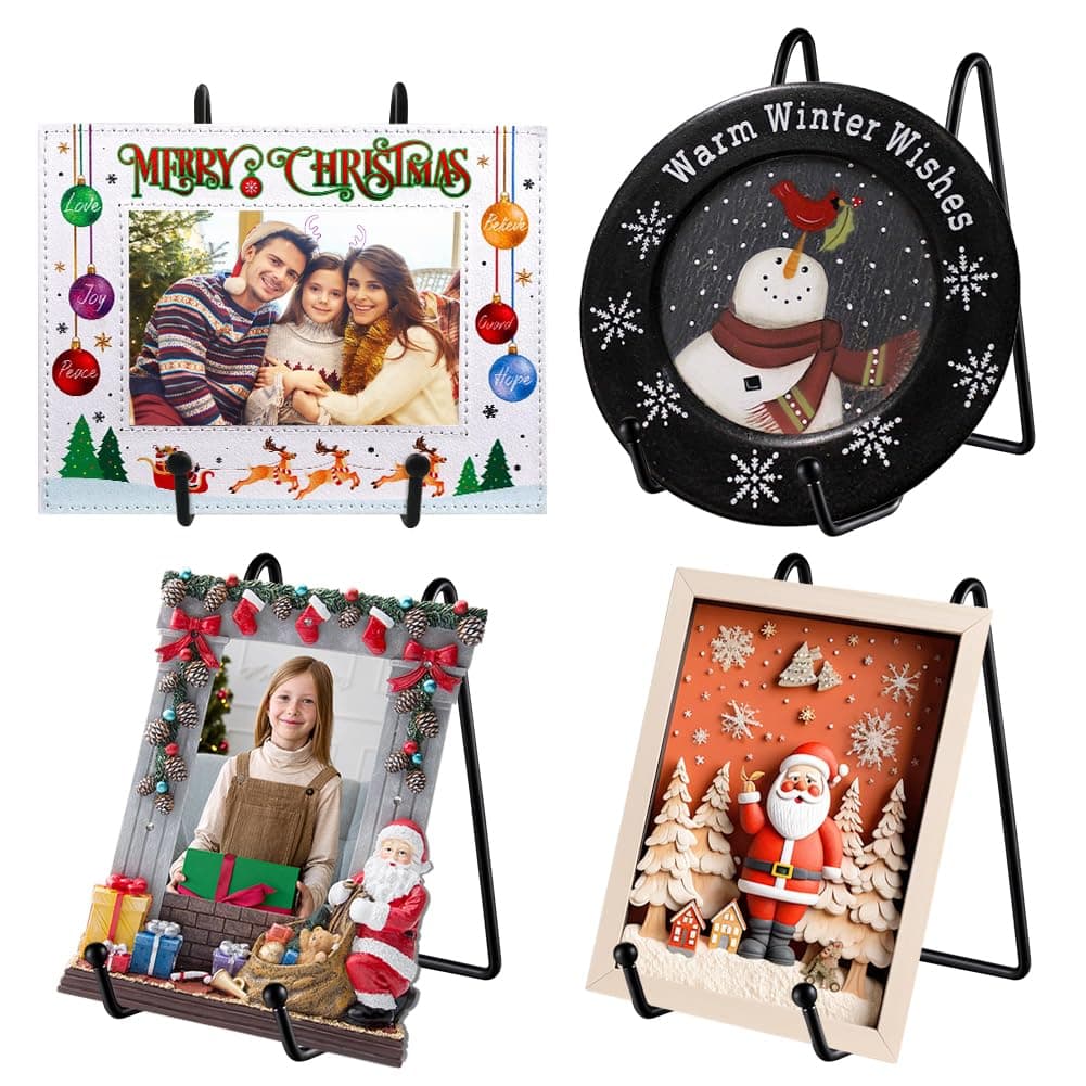 2 pcs Easel Wire Display Stand for Kindle Tablet iPad Albums, Picture Frame Holder for Photo Portraits, Plate Holders Book Display for Paperback Books Art Collection with Easily Change Viewing Angle