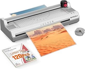Laminator Machine 13Inch Wide with 120 Letter Size Laminating Sheets for A3/A4/A6,11X17 Thermal Hot&Cold 2 Roller Laminated 3-5Mil with Paper Cutter, Corner Rounder for Office Home Teacher Use