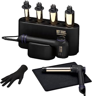 HOT TOOLSPro Artist 24K Gold Curlbar Curling Wand Set | Long Lasting, Defined Curls (3/4, 1, 1¼, & 1½ in)