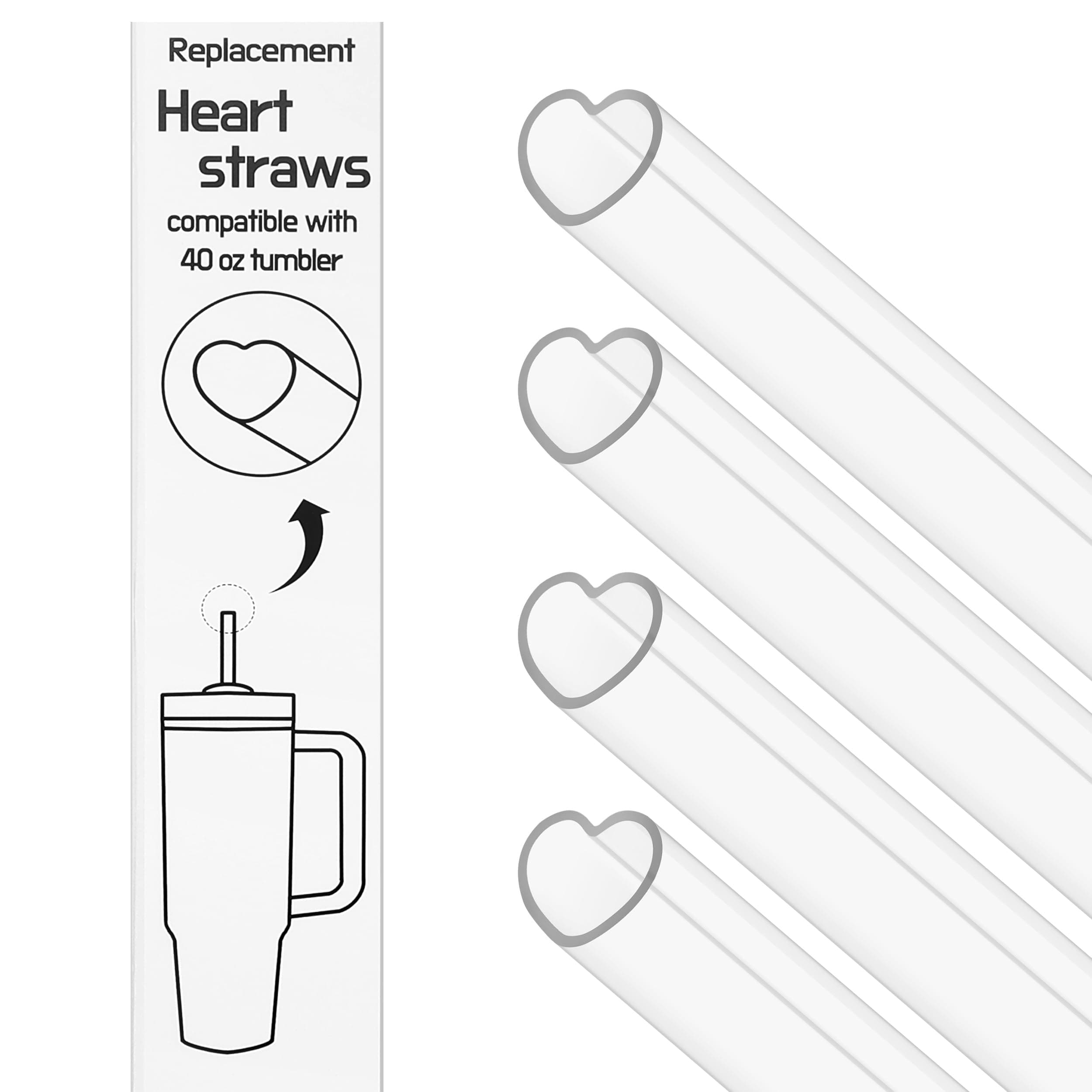 The best MOON 12 Inch Reusable Plastic Heart Straws for Stanley Cup 40 oz & 30 oz Tumbler Accessories Cute Clear Extra Long Replacement straw 4-Pack with brush Valentines Galentines day Gifts