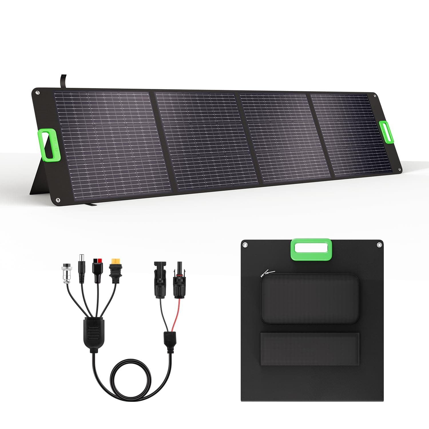 GRECELL 200W Portable Solar Panel for Power Station, Foldable Solar Charger w/ 4 Kickstands, IP65 Waterproof Solar Panel Kit w/DC XT60 Anderson Aviation Output for Outdoor RV Camper Blackout