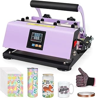 Realkant Tumbler Heat Press Machine, 110V Tumbler Press for 20OZ 30OZ Sublimation Skinny Straight Tumblers Glass Jar & 11-15OZ Mug, Mug Tumbler Press with 20pcs Paper Heat Tape Gloves As Gift (Purple)