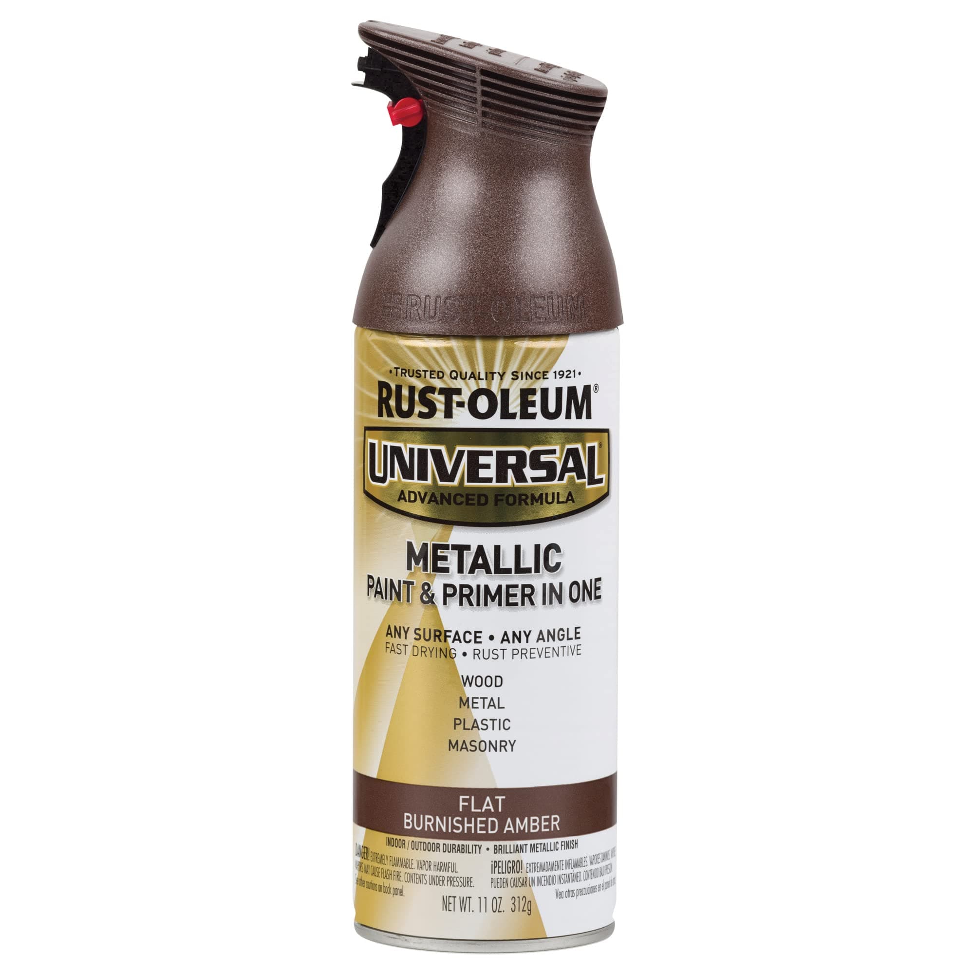 Rust-Oleum 271472 Universal All Surface Metallic Spray Paint, 11 oz, Flat Burnished Amber