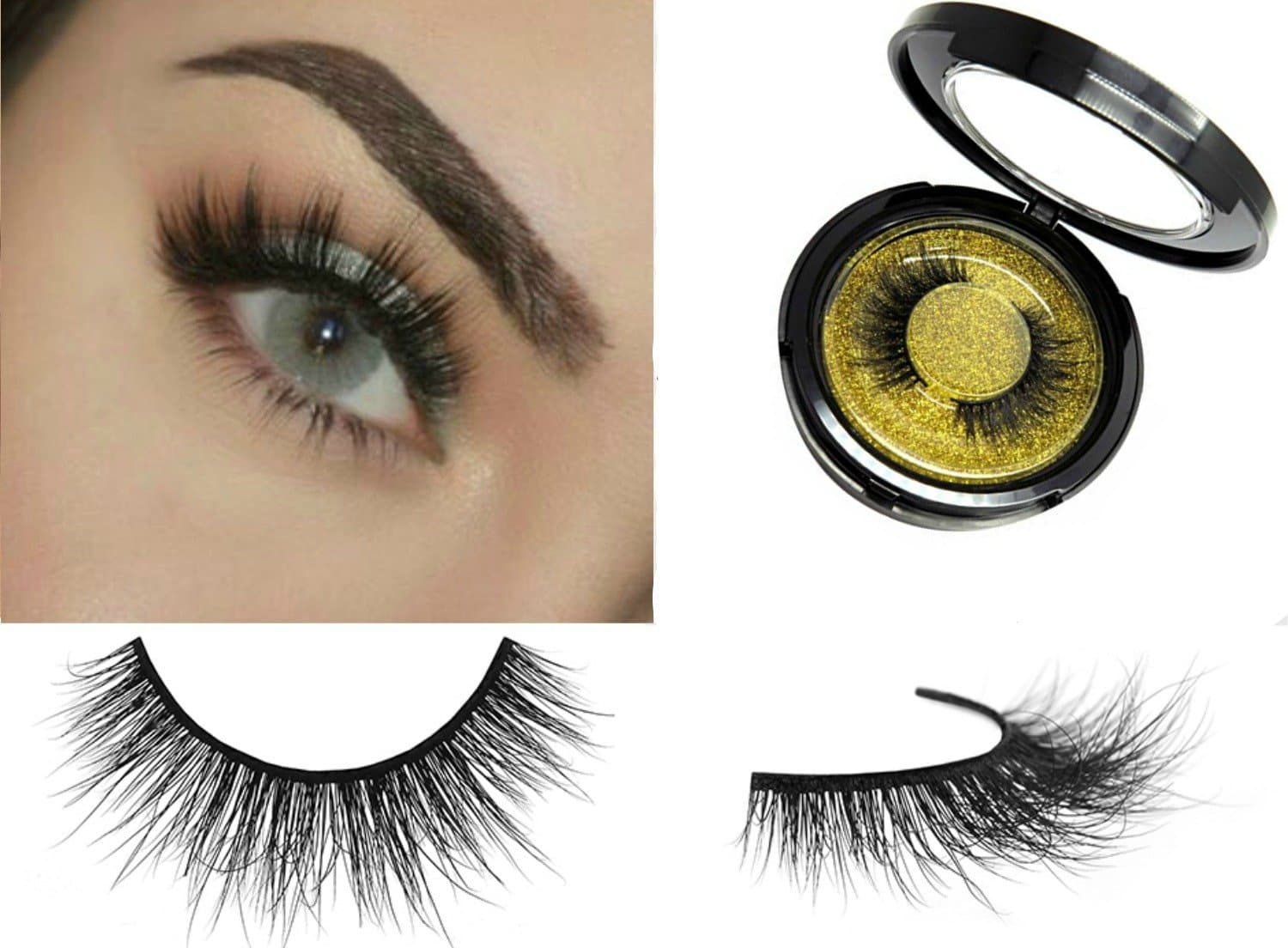 100% 3D Mink Fur Eyelashes | Reusable False Eyelash Strips | Handmade Fake Lashes 1 Pair Kit