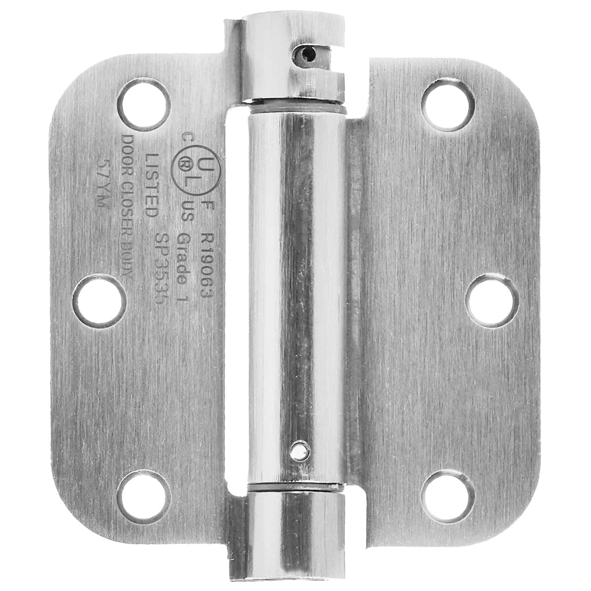 Self-Closing Door Hinge, 3.5 Inch x 3.5 Inch, 5/8-Inch Radius, Satin Nickel, 1-Piece, Hardware Included