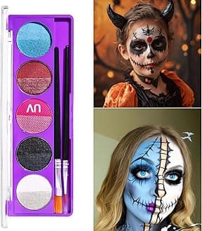 10 Colors Water Activated Eyeliner Palette, Blue Sally Makeup Neon Face Paint Kit,Colored Retro Halloween Hydra Liner,Matte Graphic Eyeliner, UV Blacklight Fluorescent Glow Face Body Paint,02