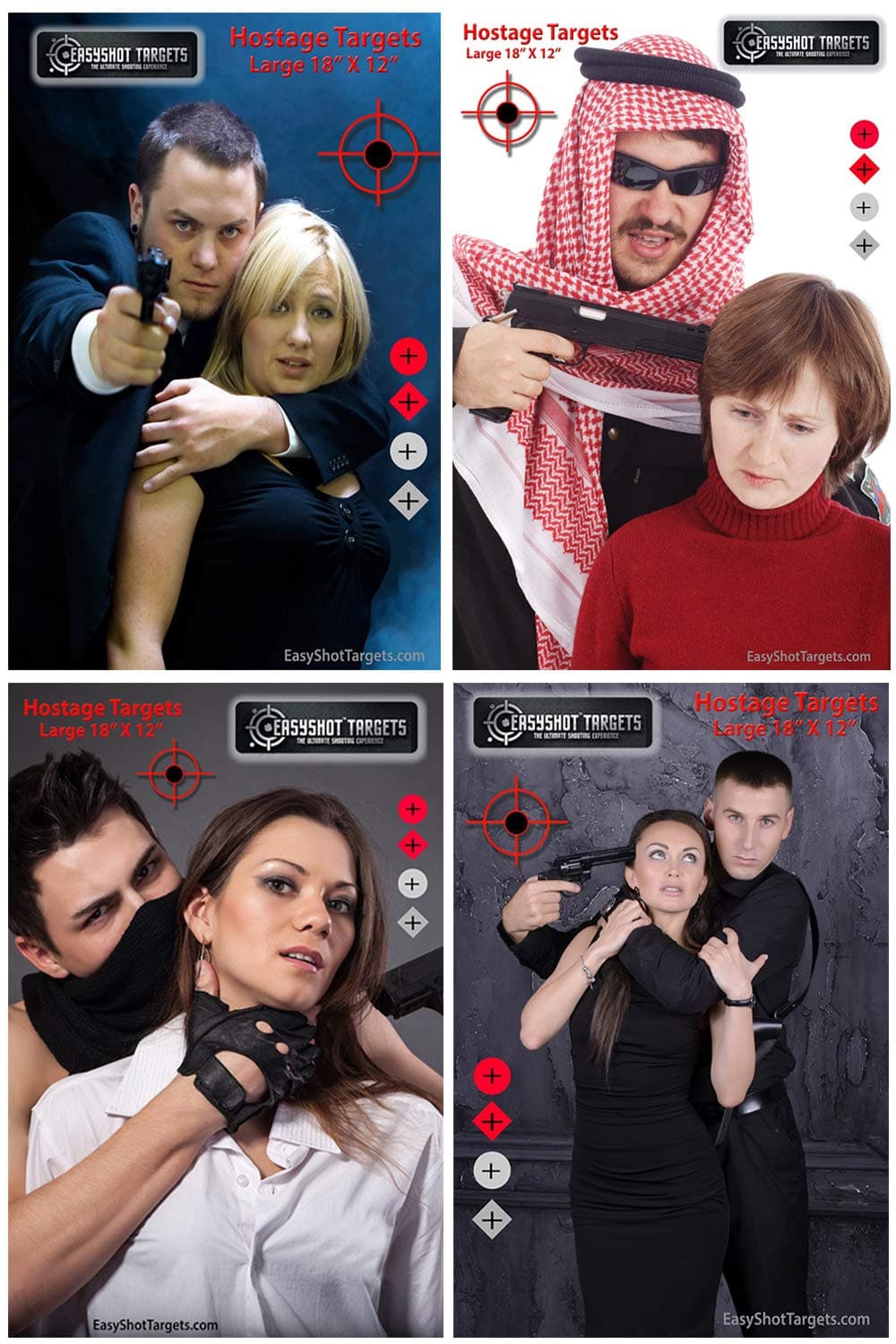 100-Pack - 18" X 12" Hostage Targets for Shooting Featuring Photo-Realistic Designs | 25 Sheets of Each Design | Bad Guy Paper Targets Near Wholesale Prices | Ideal for Law Enforcement Training.
