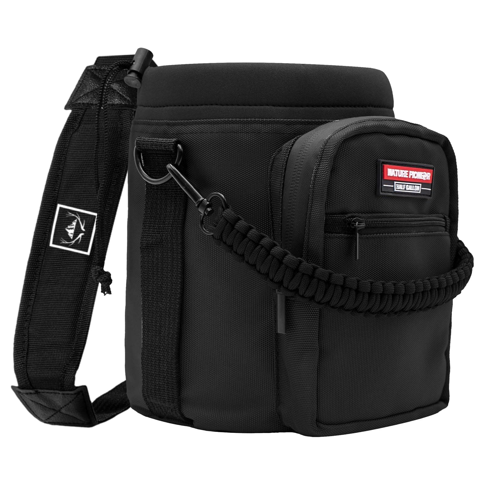 Water Bottle Holder with Adjustable Strap - Half/One Gallon (64/128oz) Insulated Water Bottle Sling Carrier with Phone Pocket & Paracord Handle, Outdoor Camping, Hiking, Gym