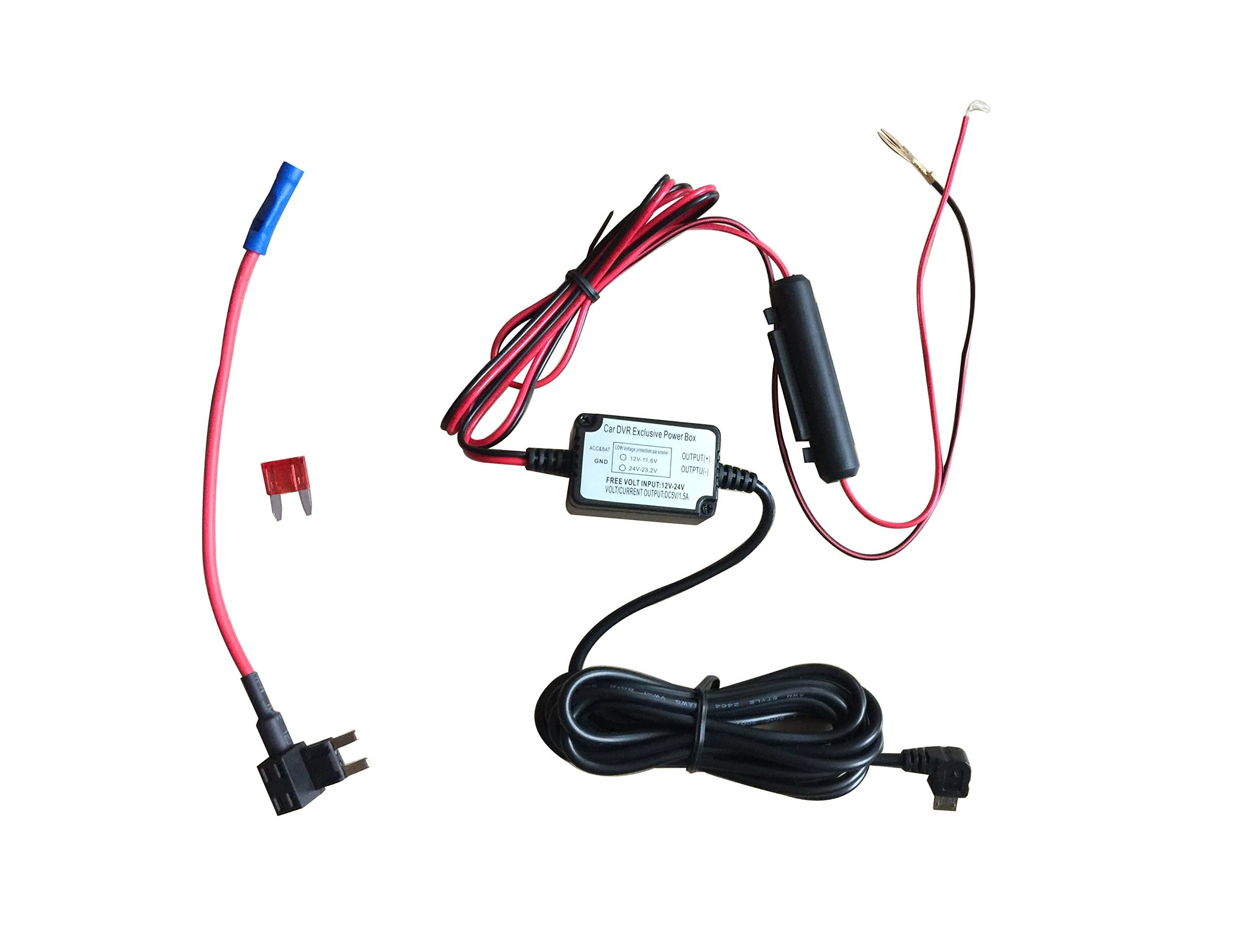 Dash Camera Hard Wire Kit With Micro USB Direct Hardwire Car Charger Cable Kit For HD PRO & Micro USB Dashboard Camera Power Supply Car Charger GPS Car DVR Power Box(Right Angle Micro USB Fuse Kit)