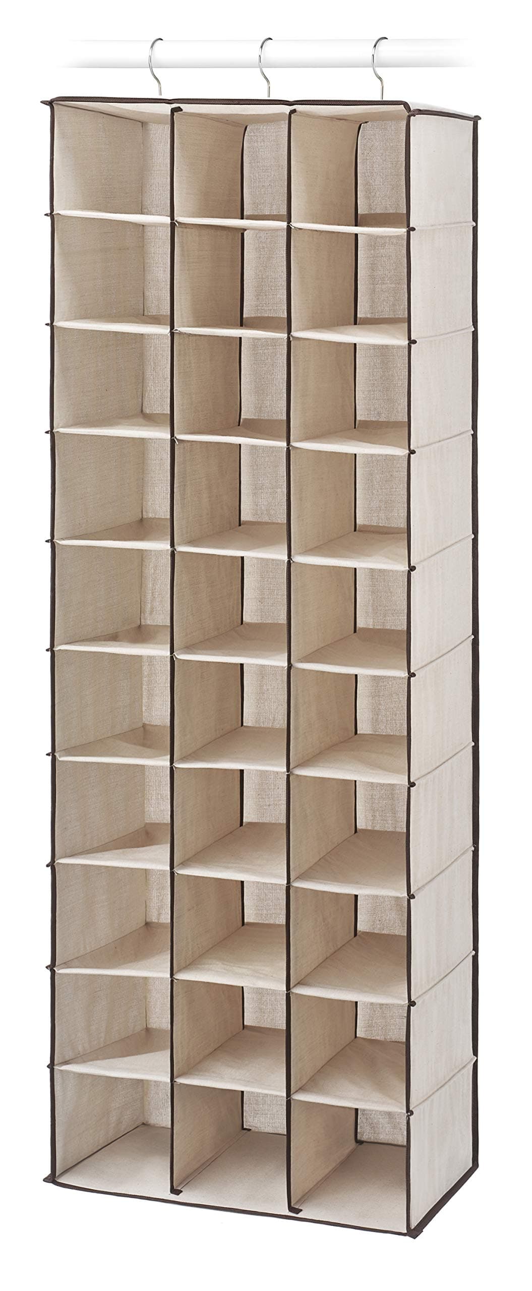 30 Section Hanging Shoe Shelves, Tan